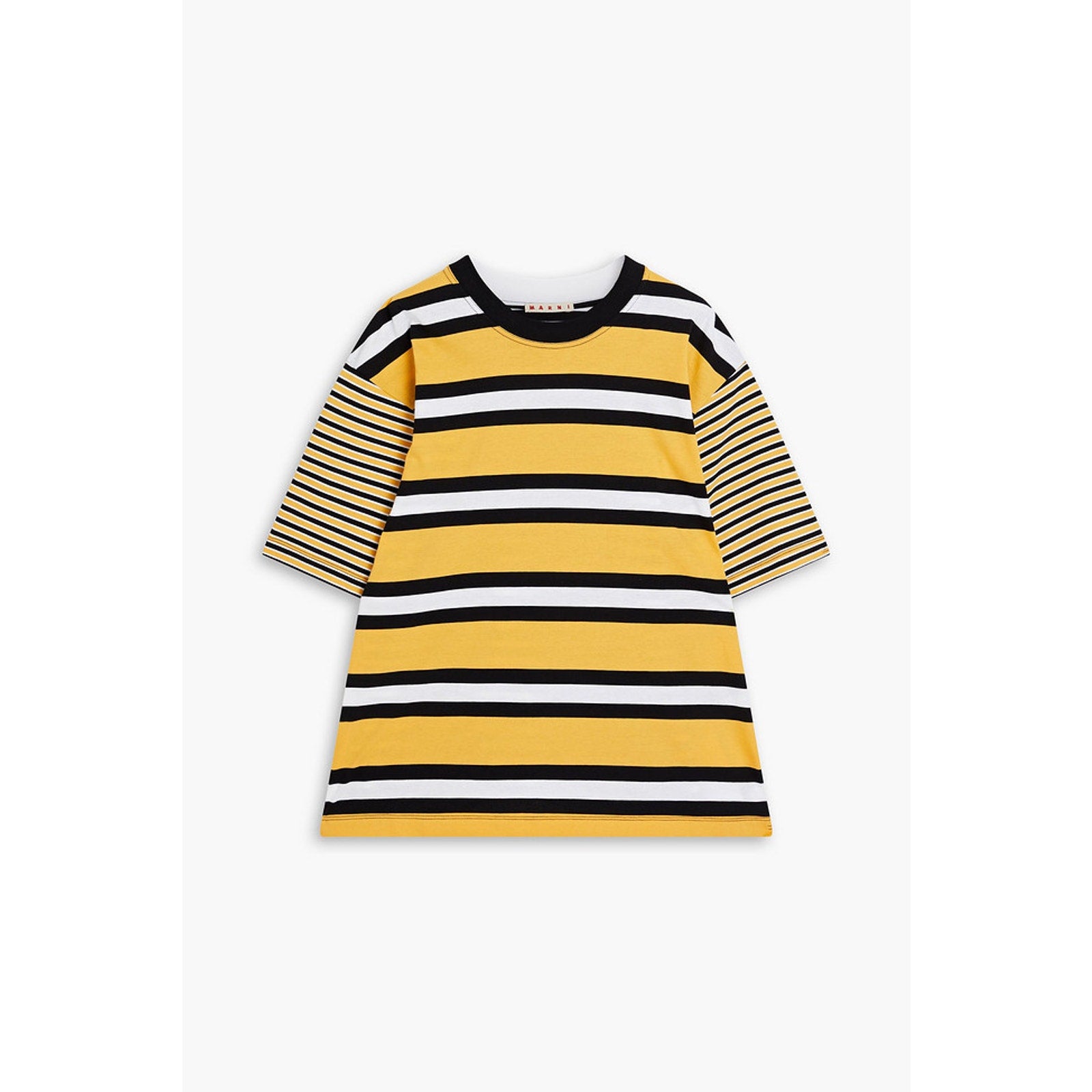 Marni Striped Yellow Cotton-Jersey Short Sleeve T-Shirt Size S