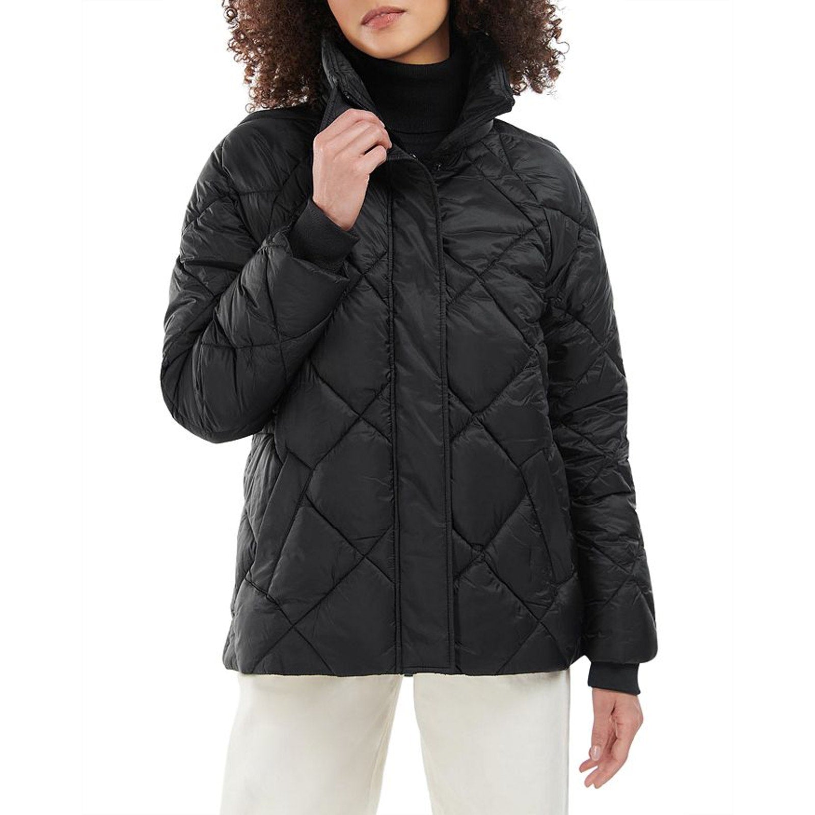 Barbour 'Hoxa' Black Polyamide Funnel Neck Quilted Coat Size 12