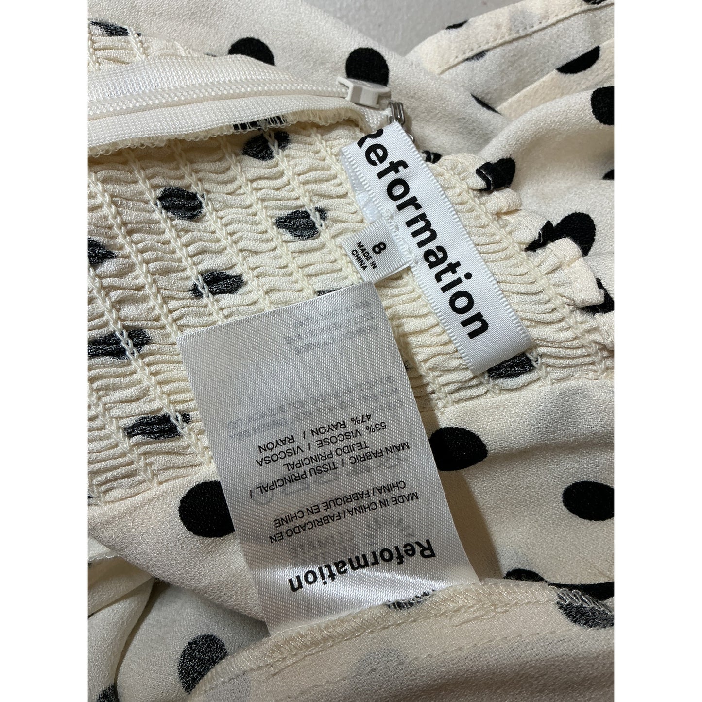 Reformation 'Saskia' White Crepe Dress Size 8