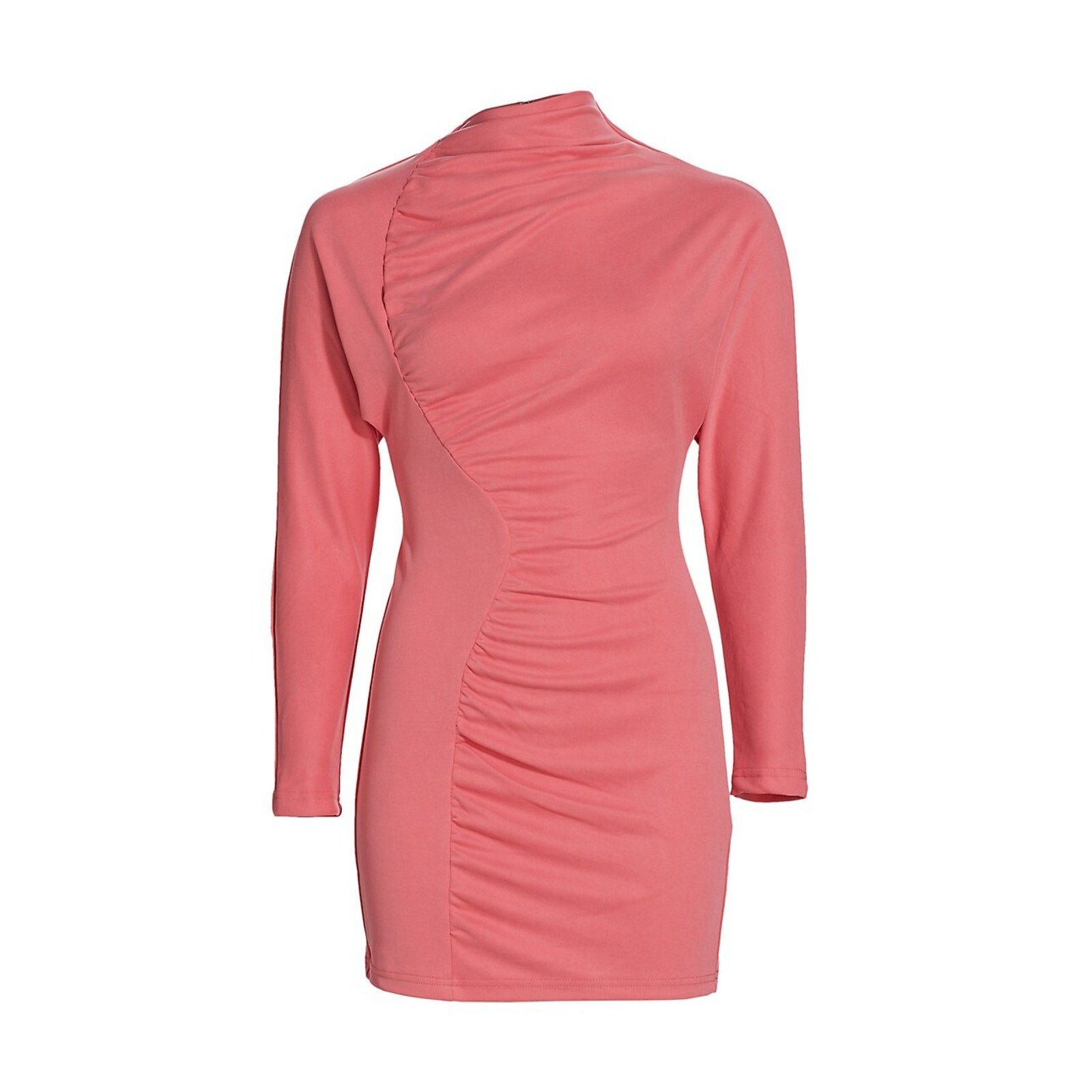 Acler 'Fulham' Pink Draped Turtleneck Long Sleeve Minidress Size 6
