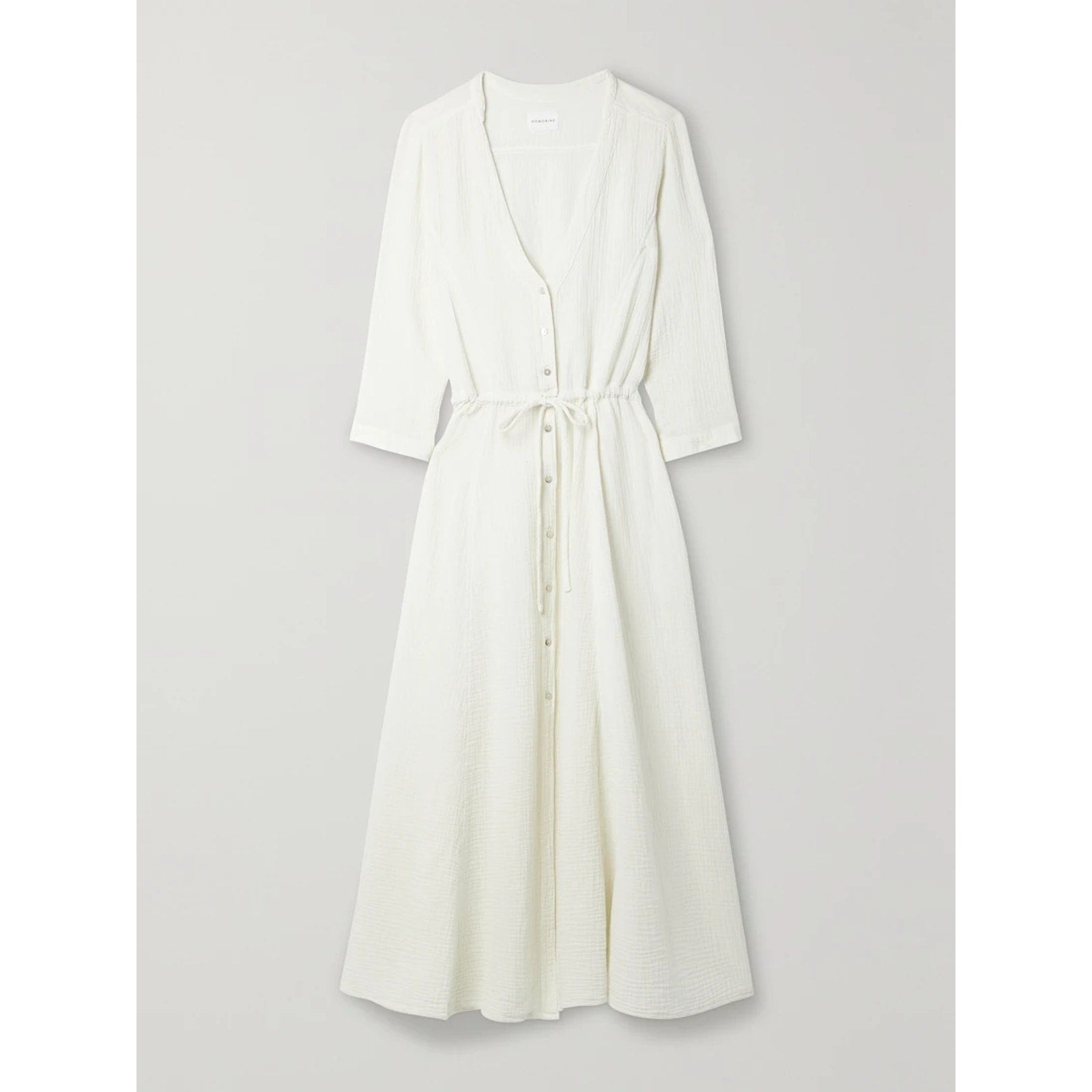 Honorine 'Georgia' White Cotton Cotton-Seersucker Midi Dress Size L