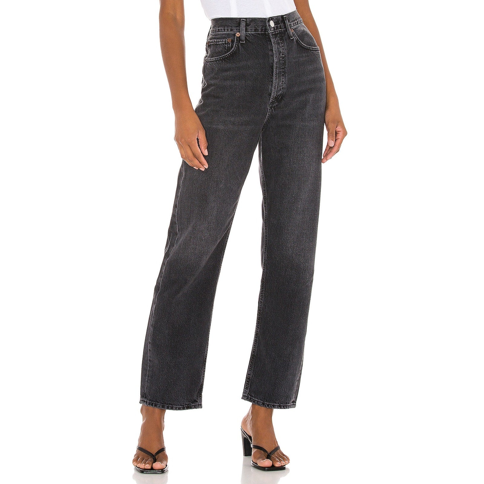 Agolde '90'S' Black Cotton Mid Rise Loose Denim Jean Size 24
