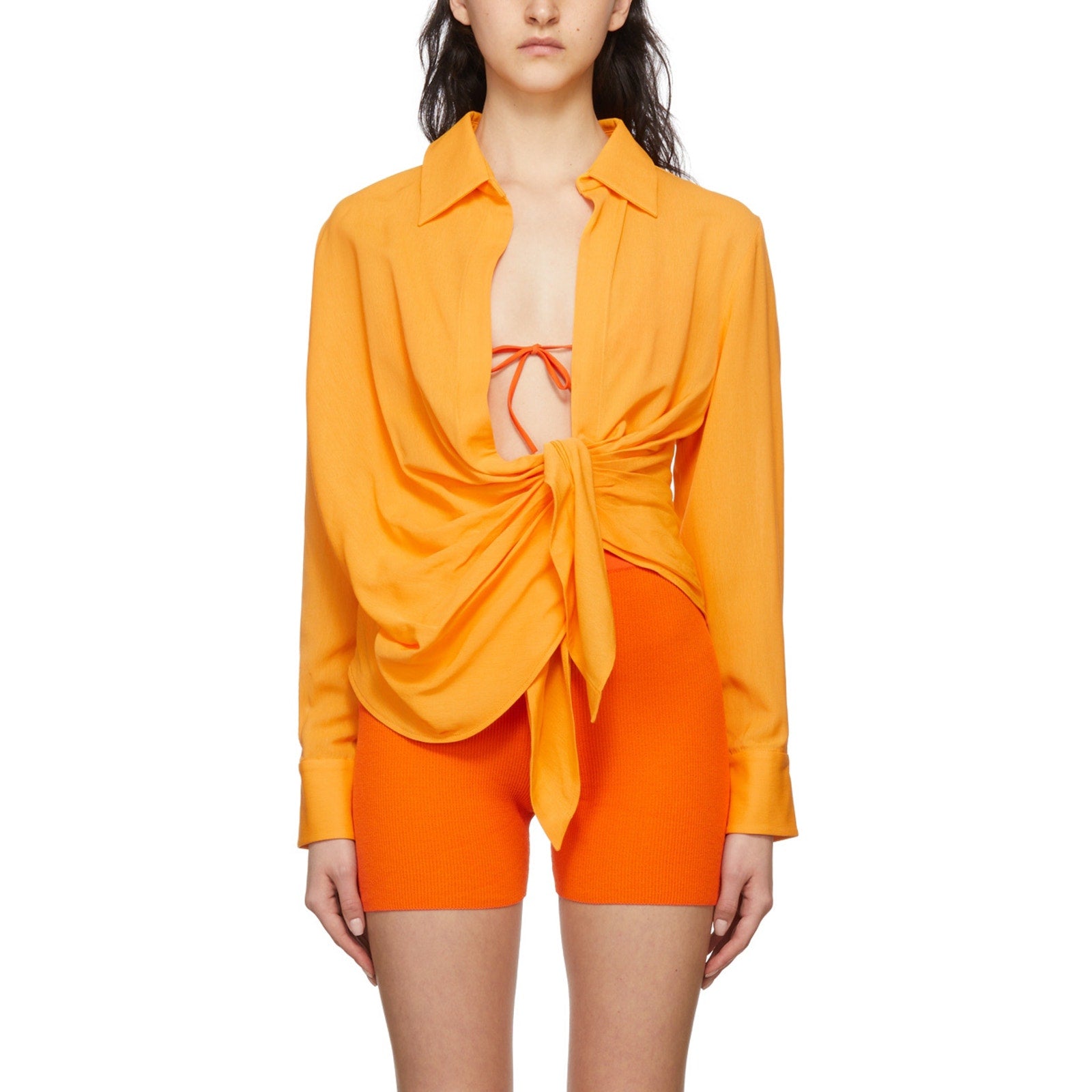Jacquemus 'La Chemise Bahia' Orange Viscose Shirt Size 44