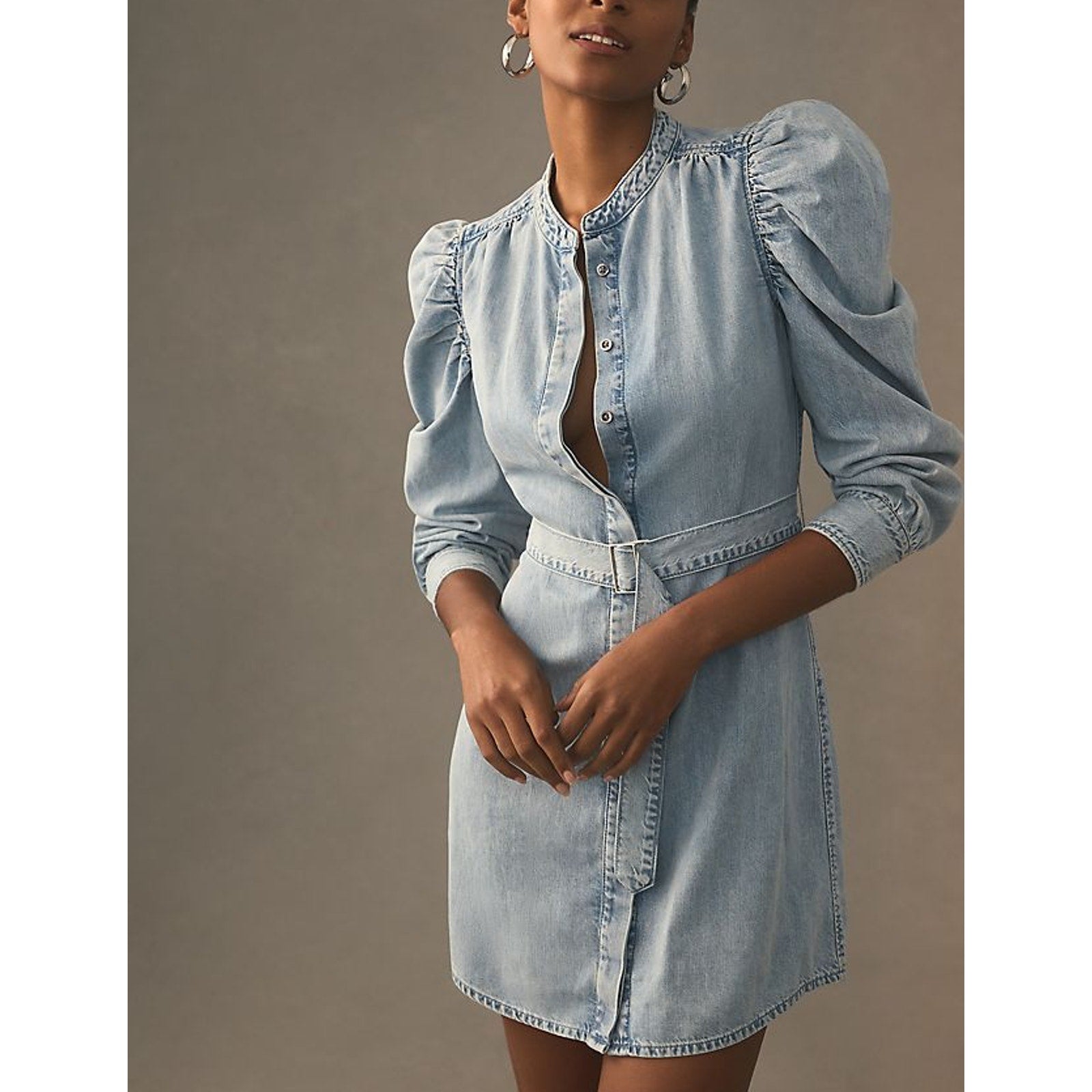 Frame 'Gillian' Blue Cotton Mini Dress Size L
