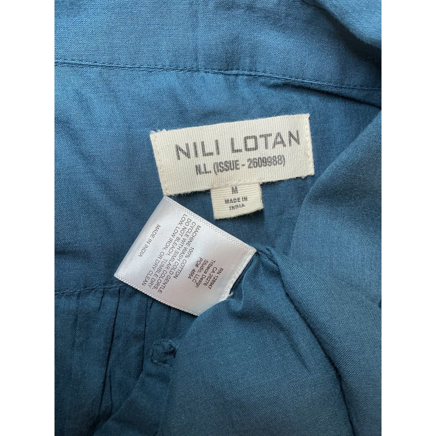 Nili Lotan 'Normandy' Blue Cotton Blouse Size M