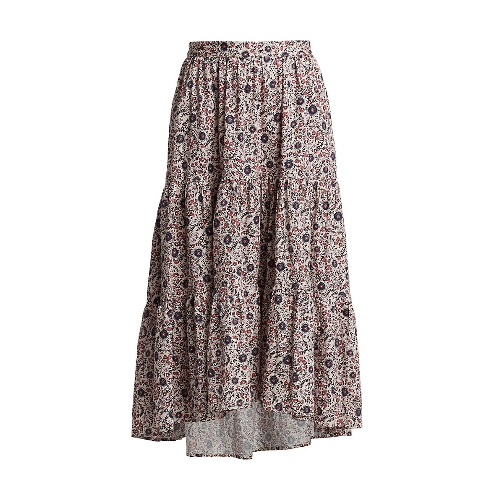Xirena 'Iris' White Floral Tiered Maxi Skirt Size M