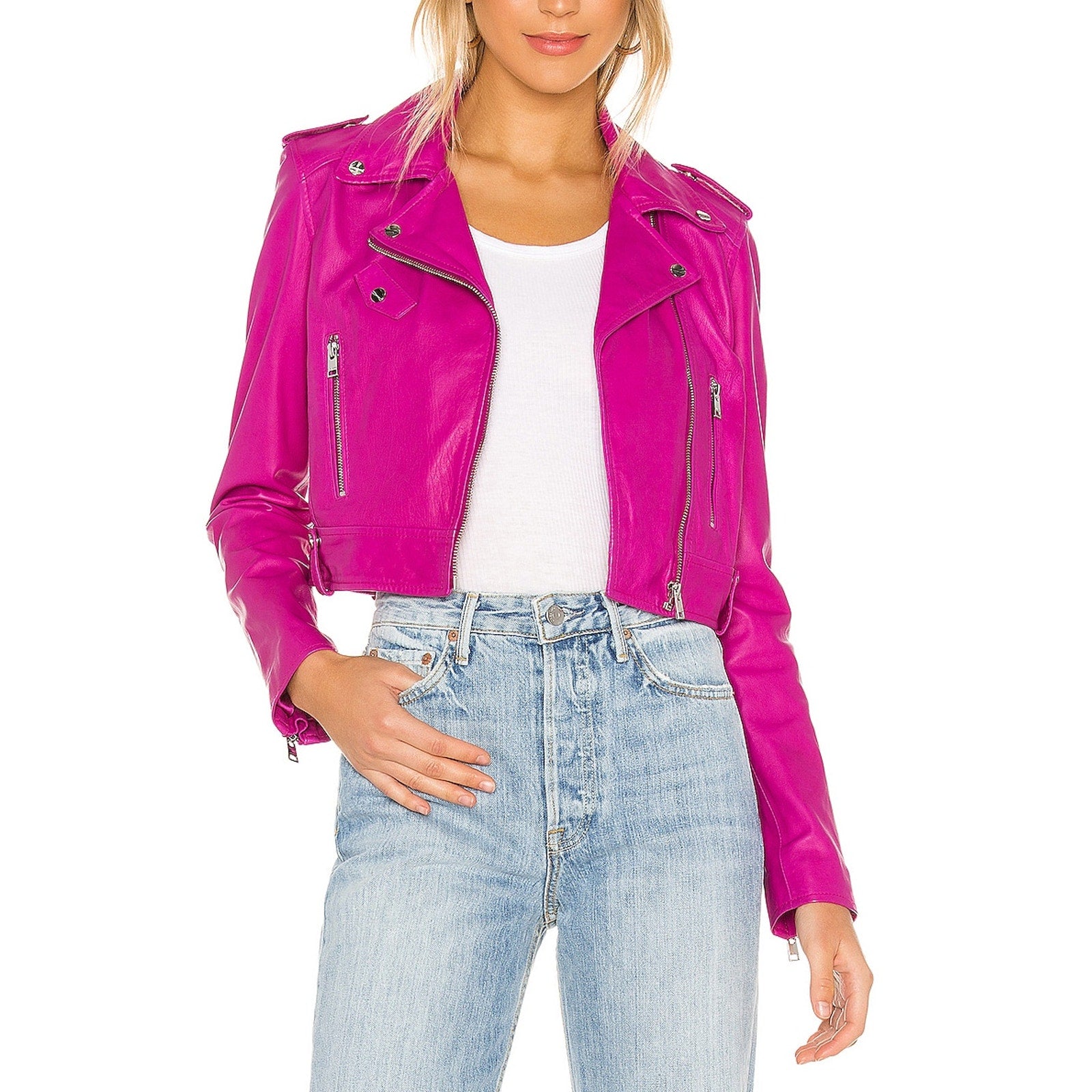 Lamarque 'Ciara' Pink Leather Jacket Size S