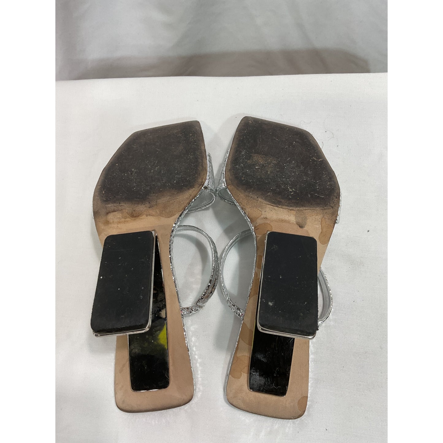 Cult Gaia 'Rene' Silver Snake Embossed Leather Sandal Size 7.5
