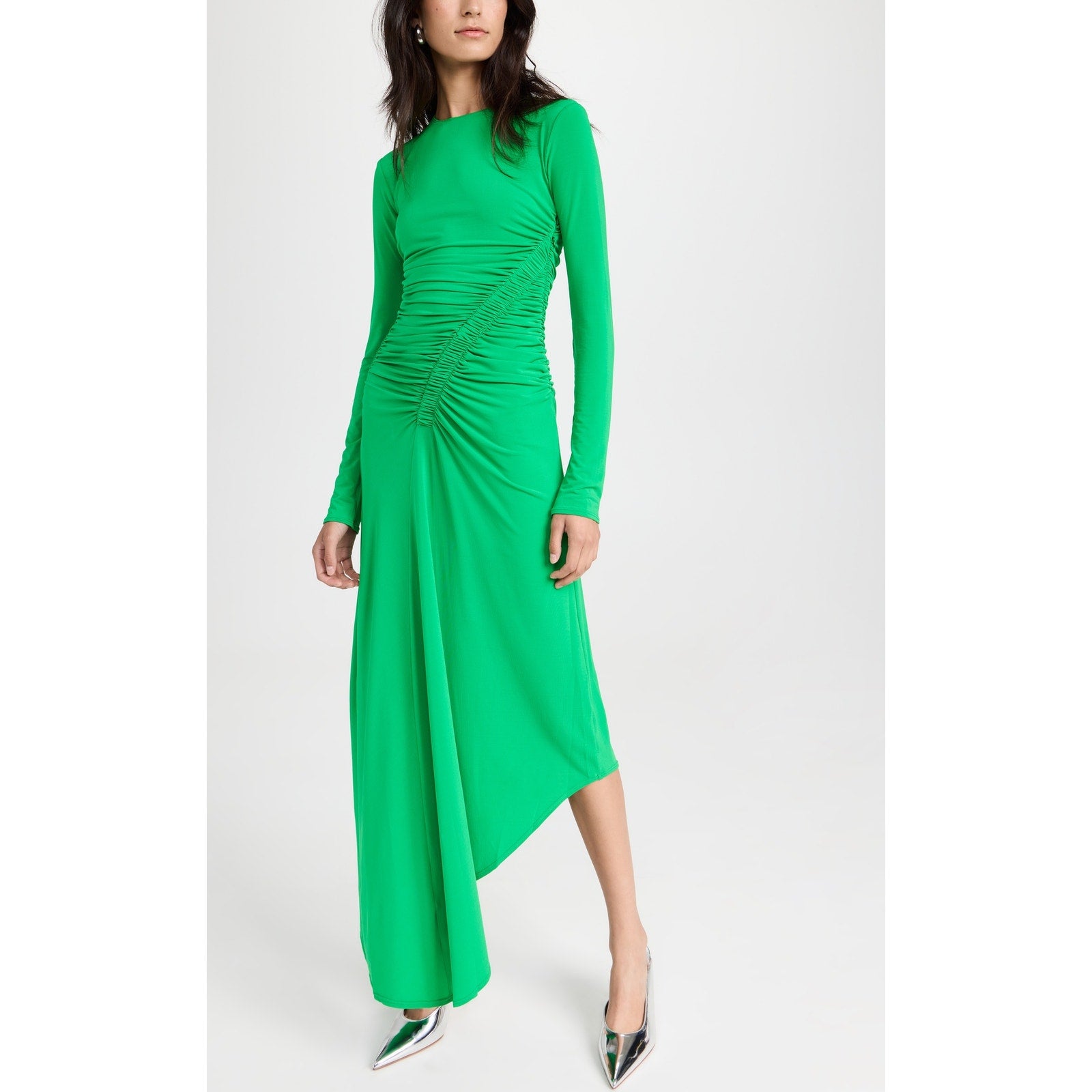 A.L.C. 'Adeline' Green Jewel Neck Long Sleeve Dress Size L