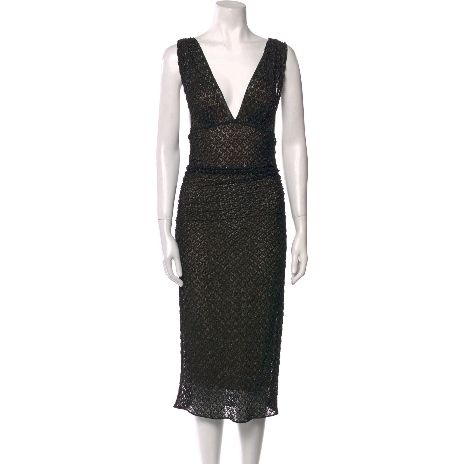 Missoni 'Plunge' Black Sleeveless Plunge Neckline Long Dress Size 40