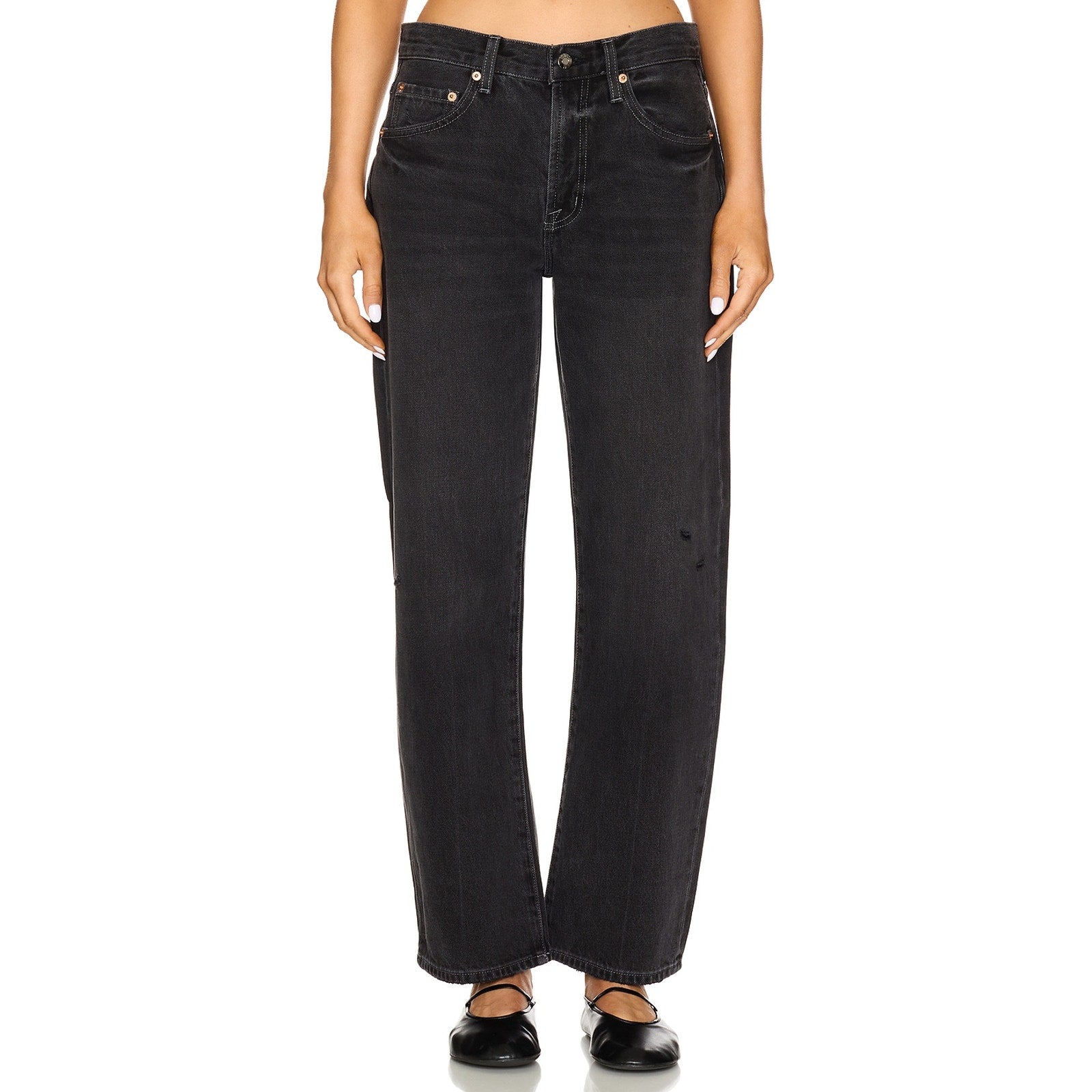 Pistola 'Lexi' Black Cotton Mid Rise Straight Denim Jean Size 30