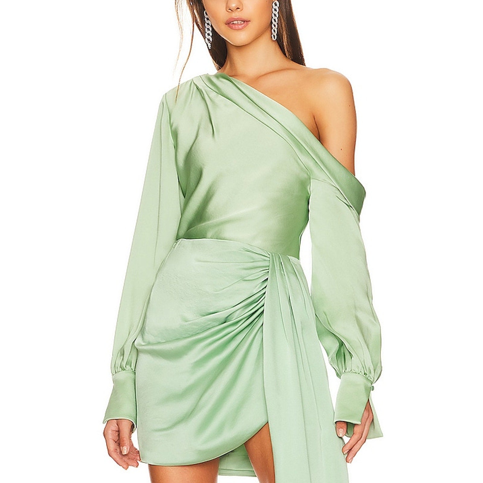 Simkhai 'Alice' Green Satin One Shoulder Top Size XS - NWT