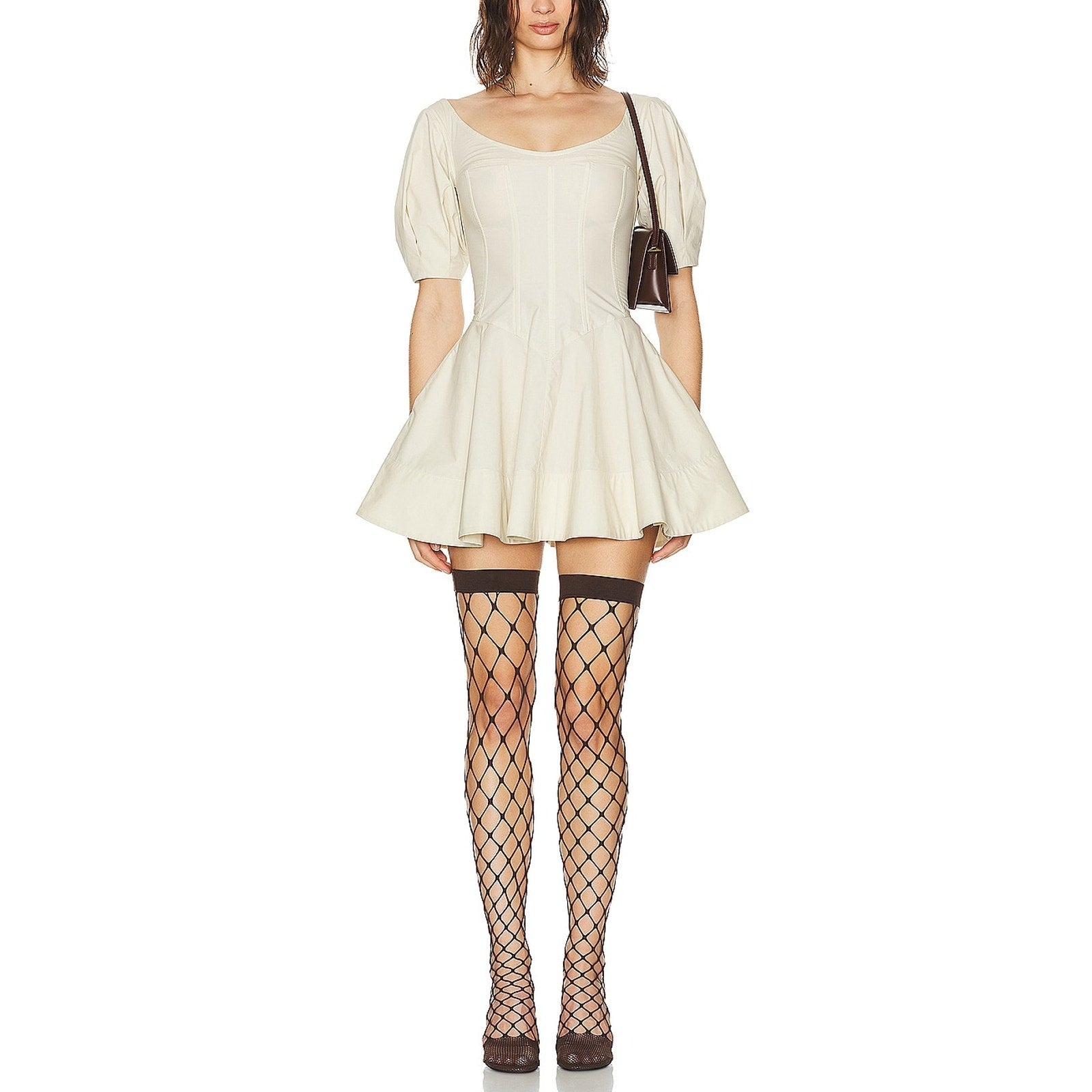 Helsa 'Poplin' White Poplin Sculptural Mini Dress Size M