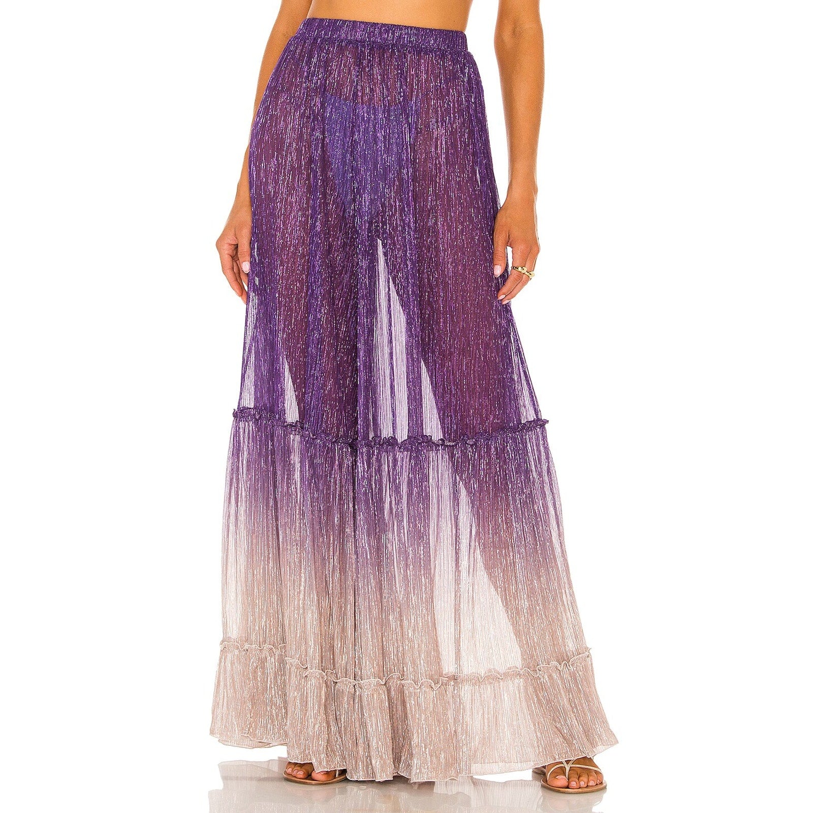 Chio Plisse Purple 'Degrade' Pants Size XS