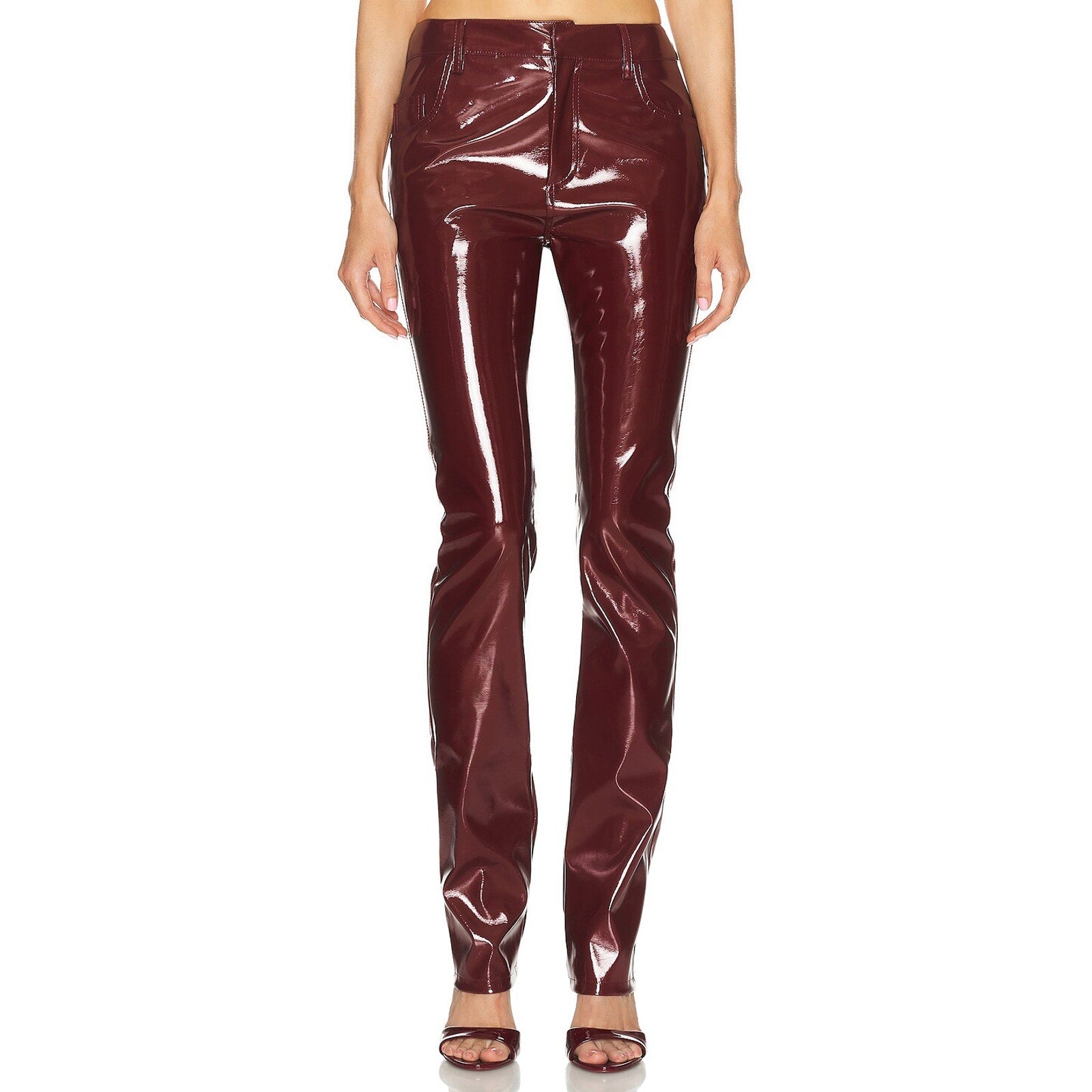 Blumarine Faux Patent Red Polyester Leather Pant Size 4