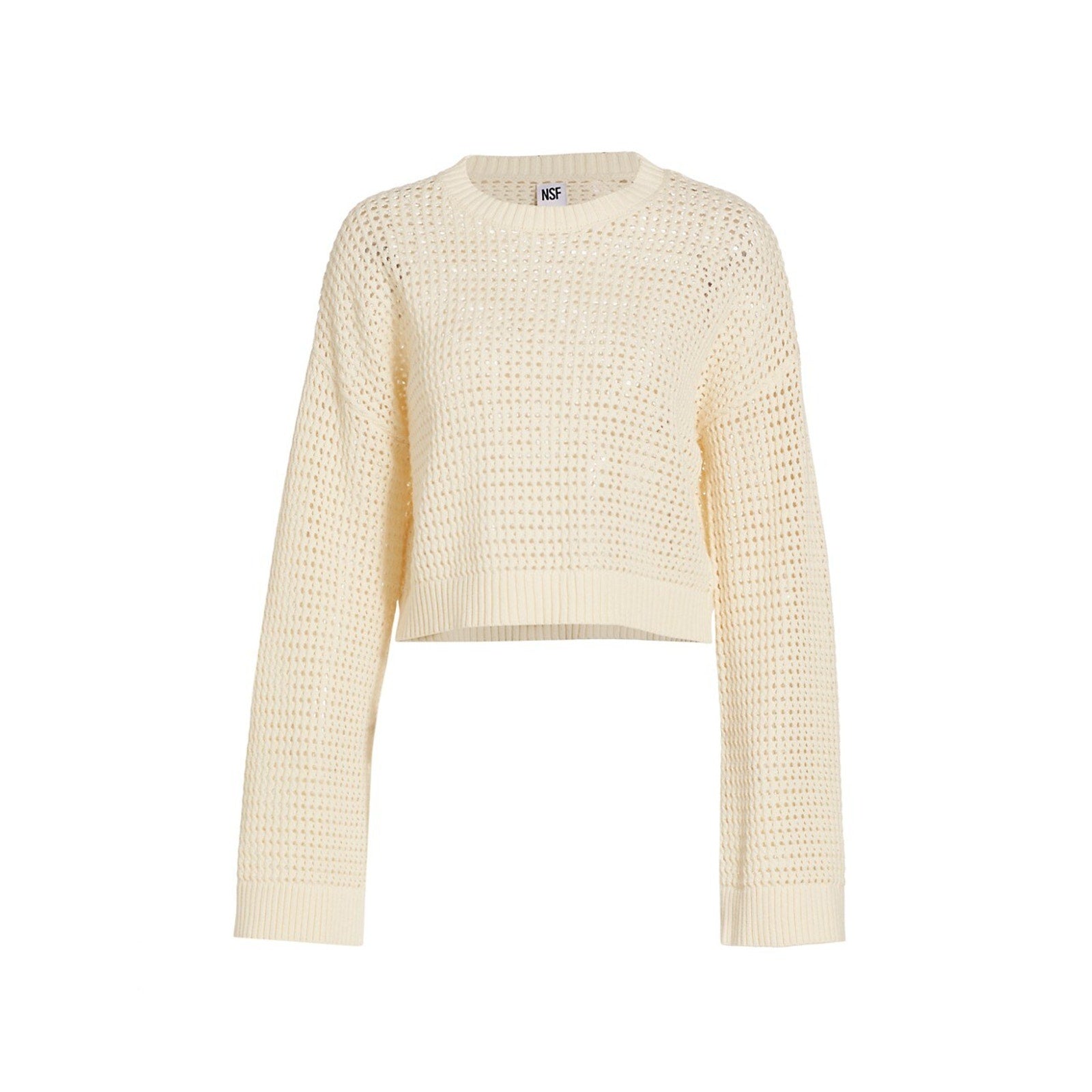 Nsf 'Blayne' Tan Crochet Cropped Sweater Size S