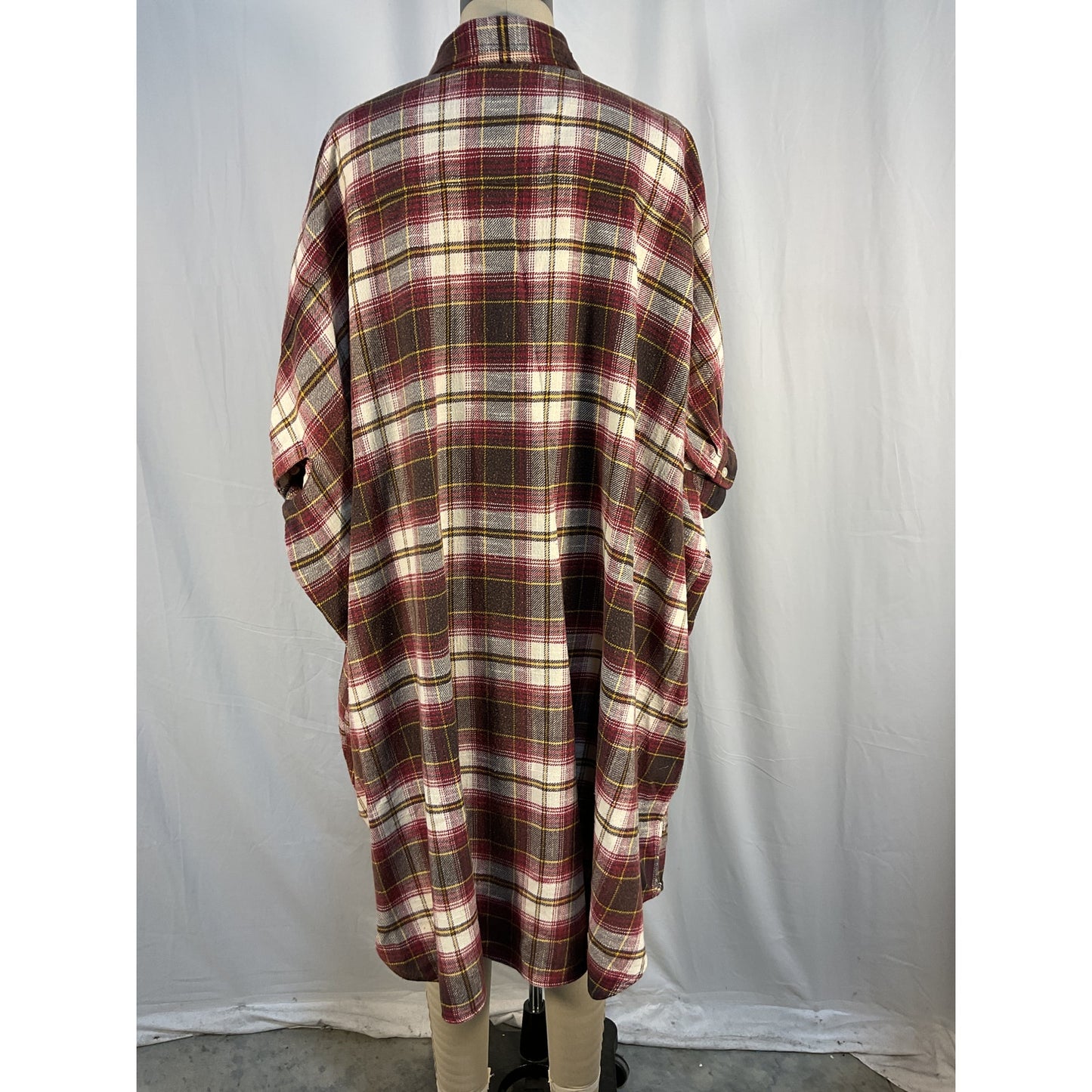 R13 'Plaid' Red Cotton Oversized Boxy Shirt Dress Size S