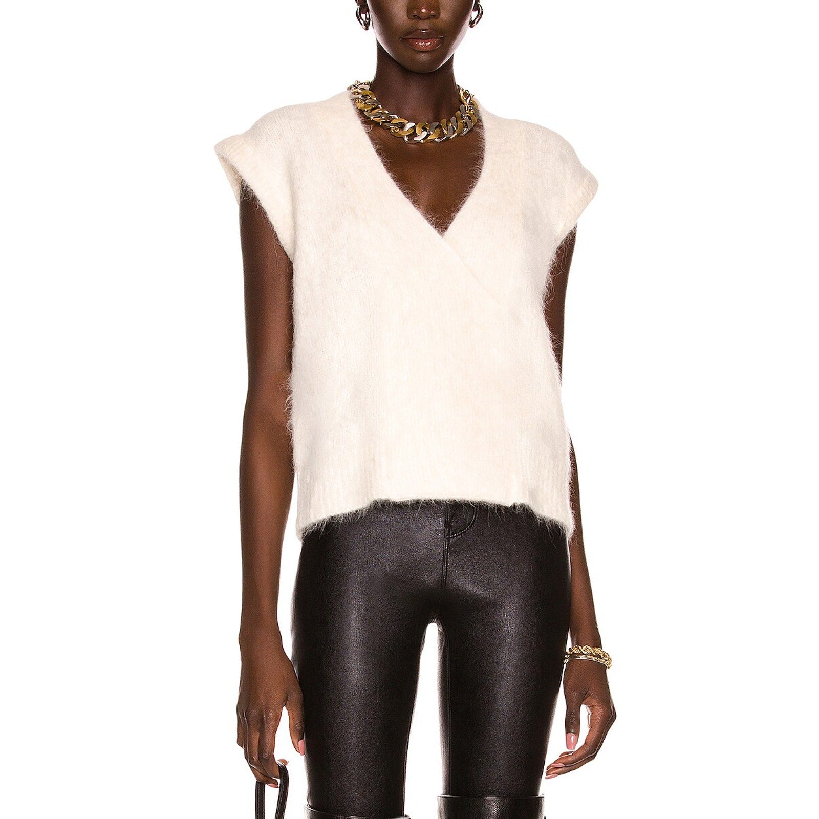 Rta 'Maisie' White Cap Sleeve V Neck Sweater Vest Size S