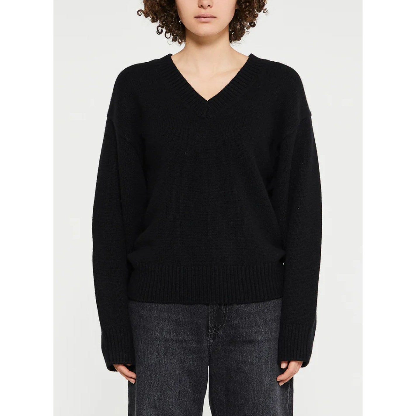 Toteme Wool And Cashmere-Blend Black V Neck Sweater Size XS