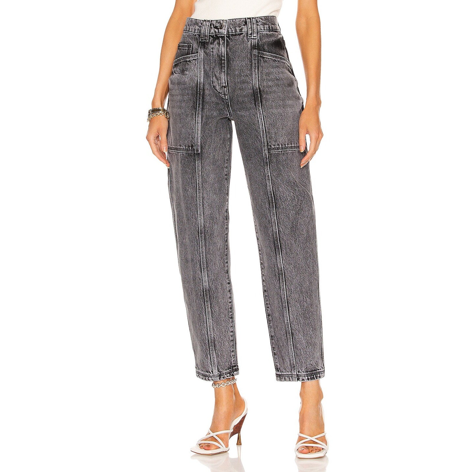 Iro 'Challain' Grey Cotton Denim Jean Size 38