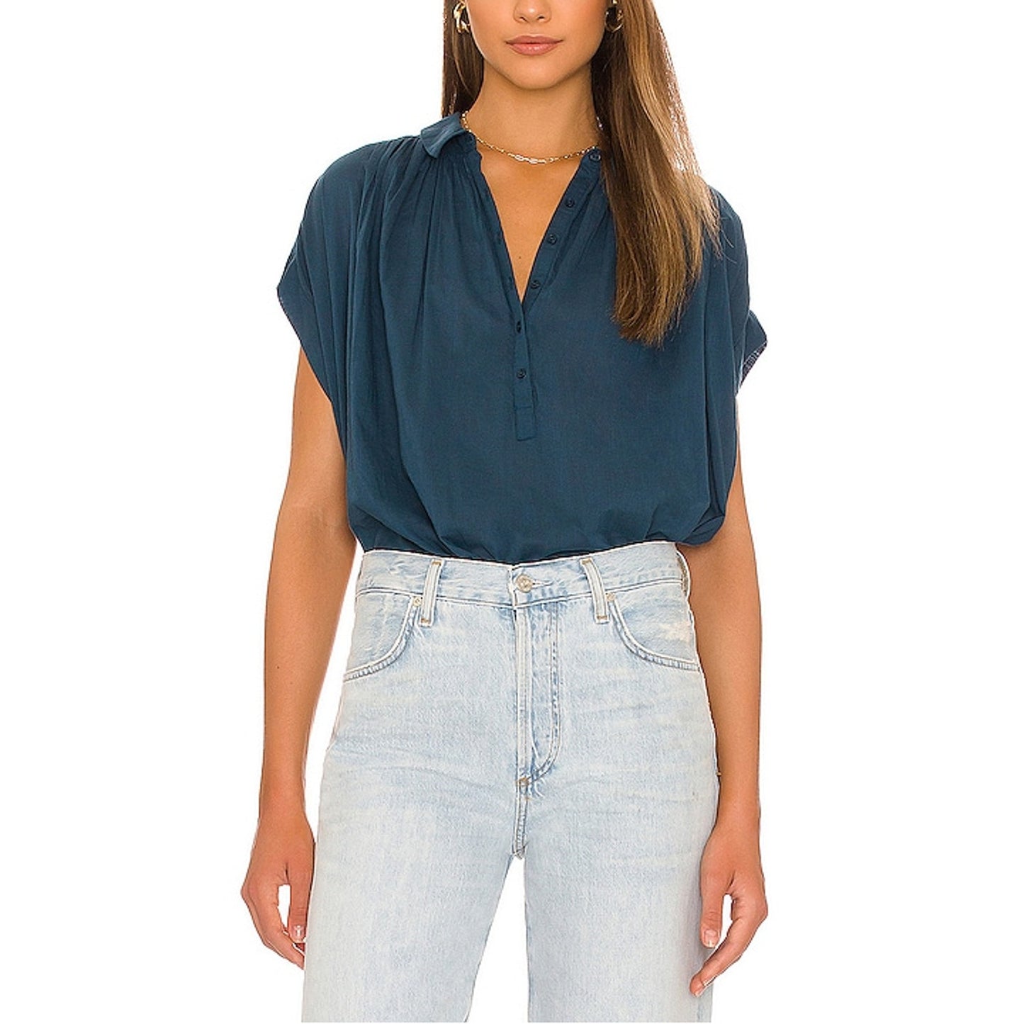 Nili Lotan 'Normandy' Blue Cotton Blouse Size M