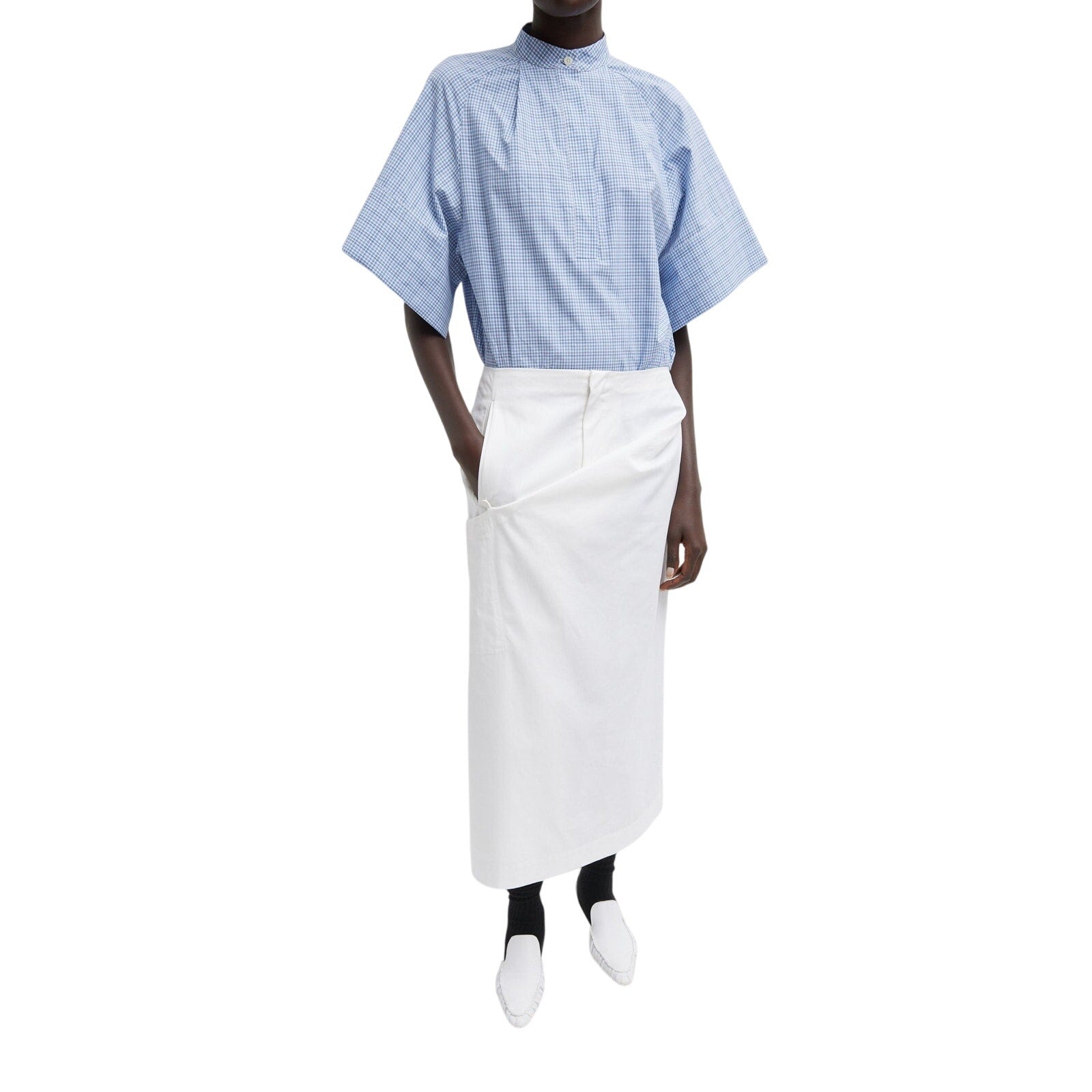 Tibi 'Bio' White Cotton Twill Riding Skirt Size 10