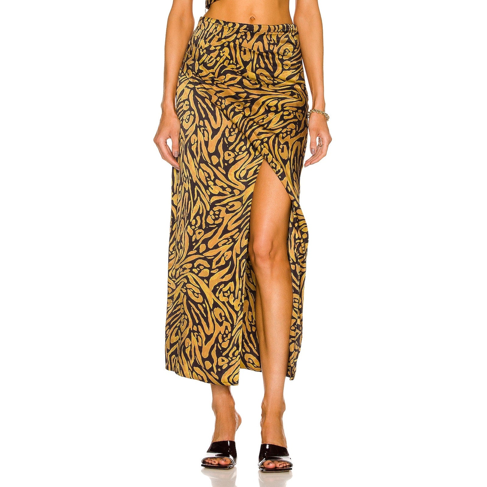 Nicholas 'Farah' Gold Long Faux Wrap Skirt Size 8