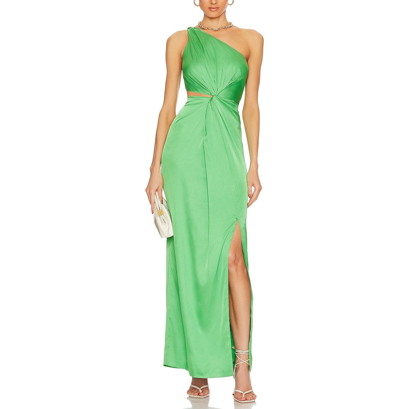 Amur 'Deena' Green Viscose One Shoulder Gown Size 4