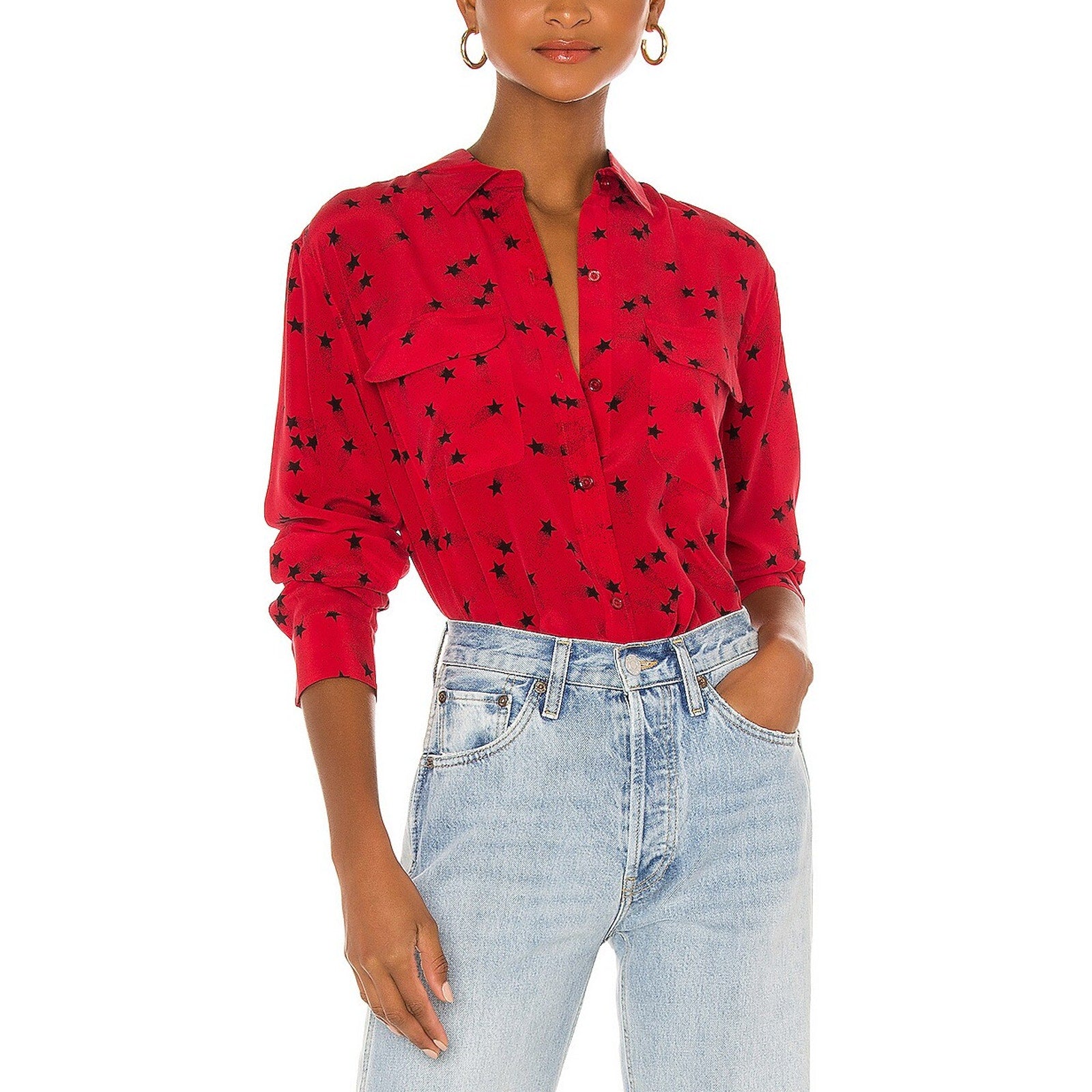 Equipment 'Signature' Red Silk Top Size XS