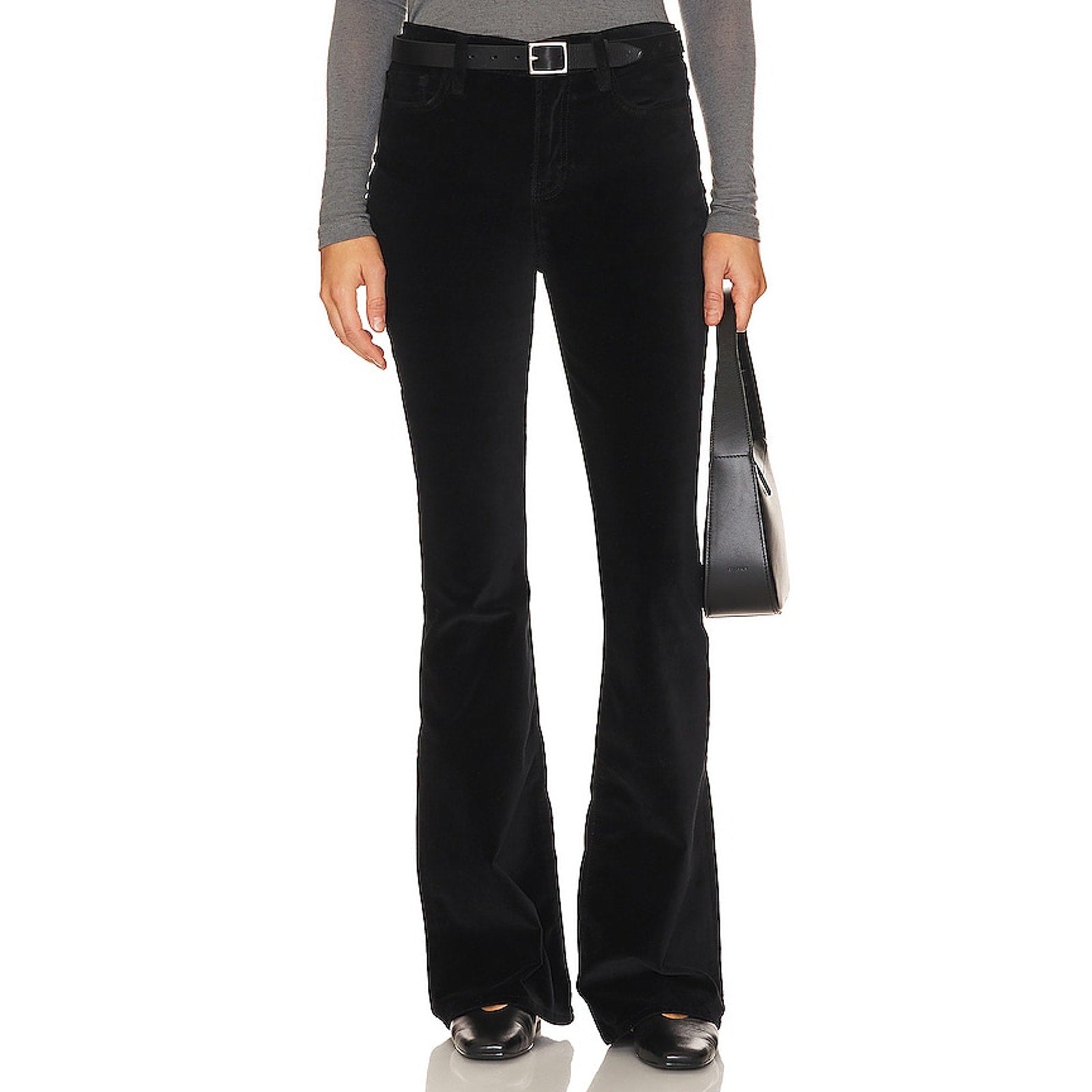 Frame 'Le Velveteen' Black Velvet High Flare Pant Size 27