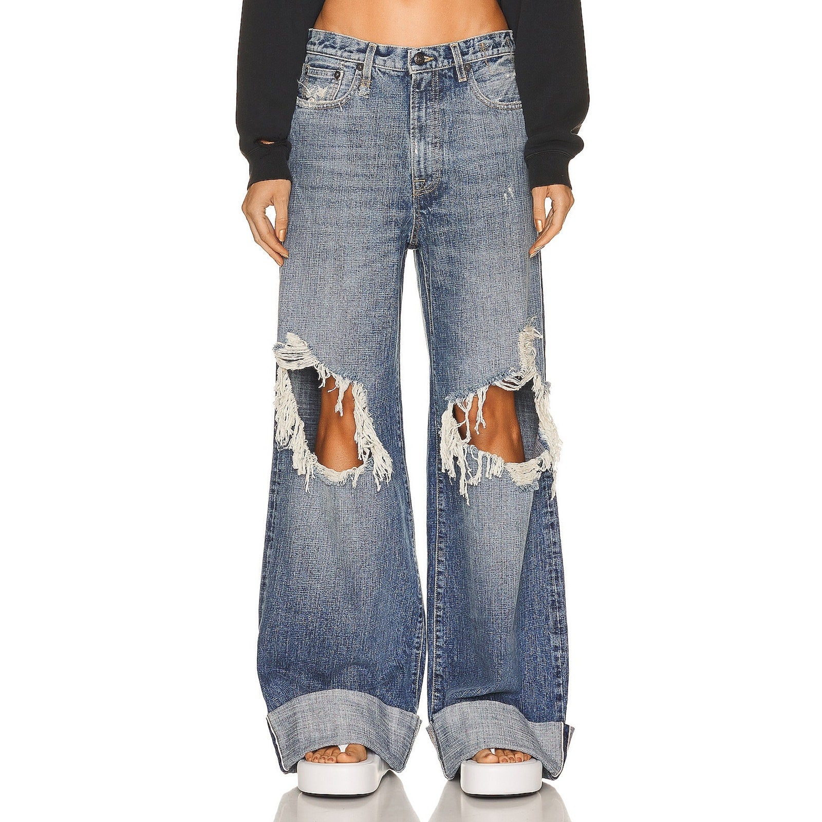 R13 'Lisa' Blue Cotton Baggy Denim Jean Size 25