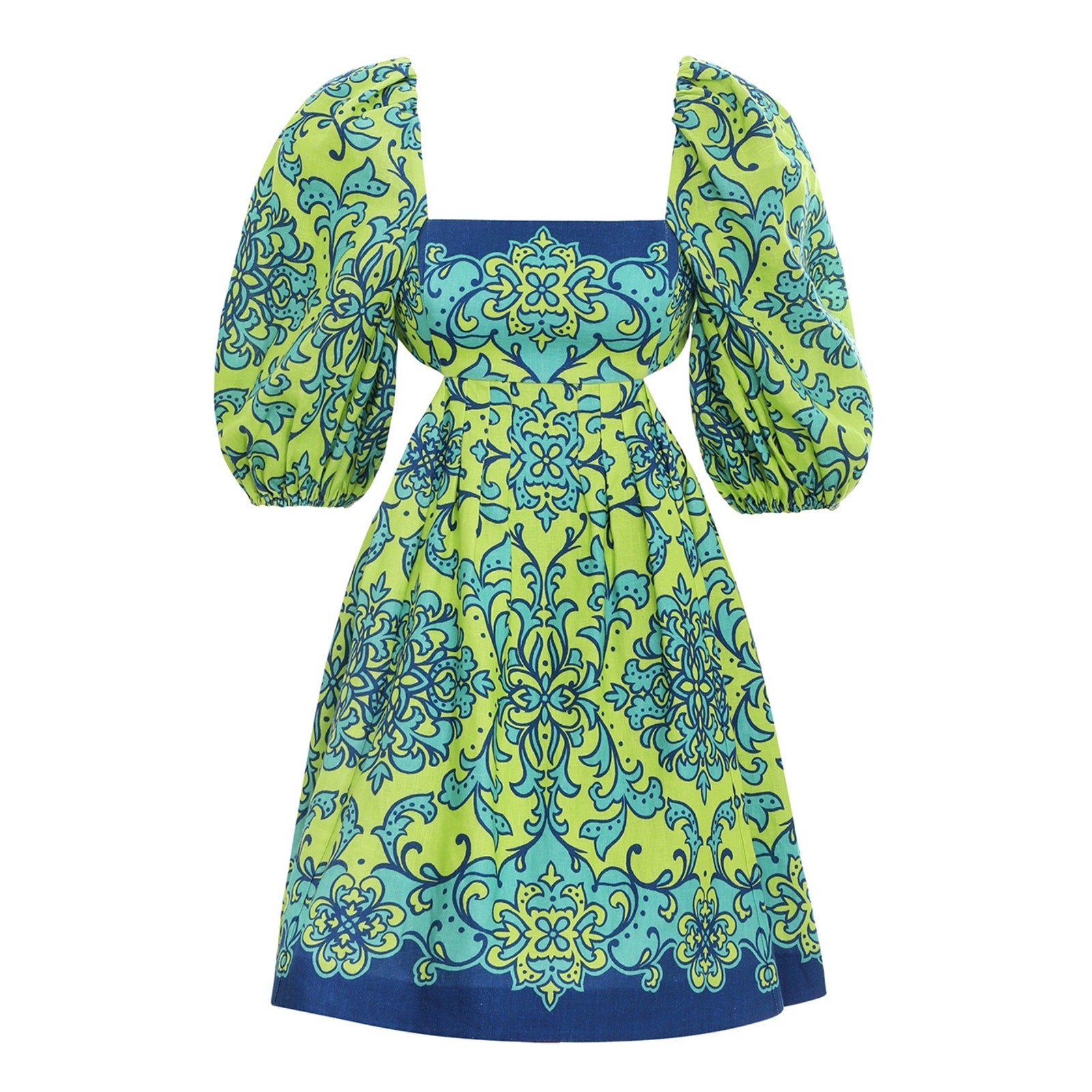 Zimmermann 'Nina' Green Linen Cut Out Mini Dress Size 1