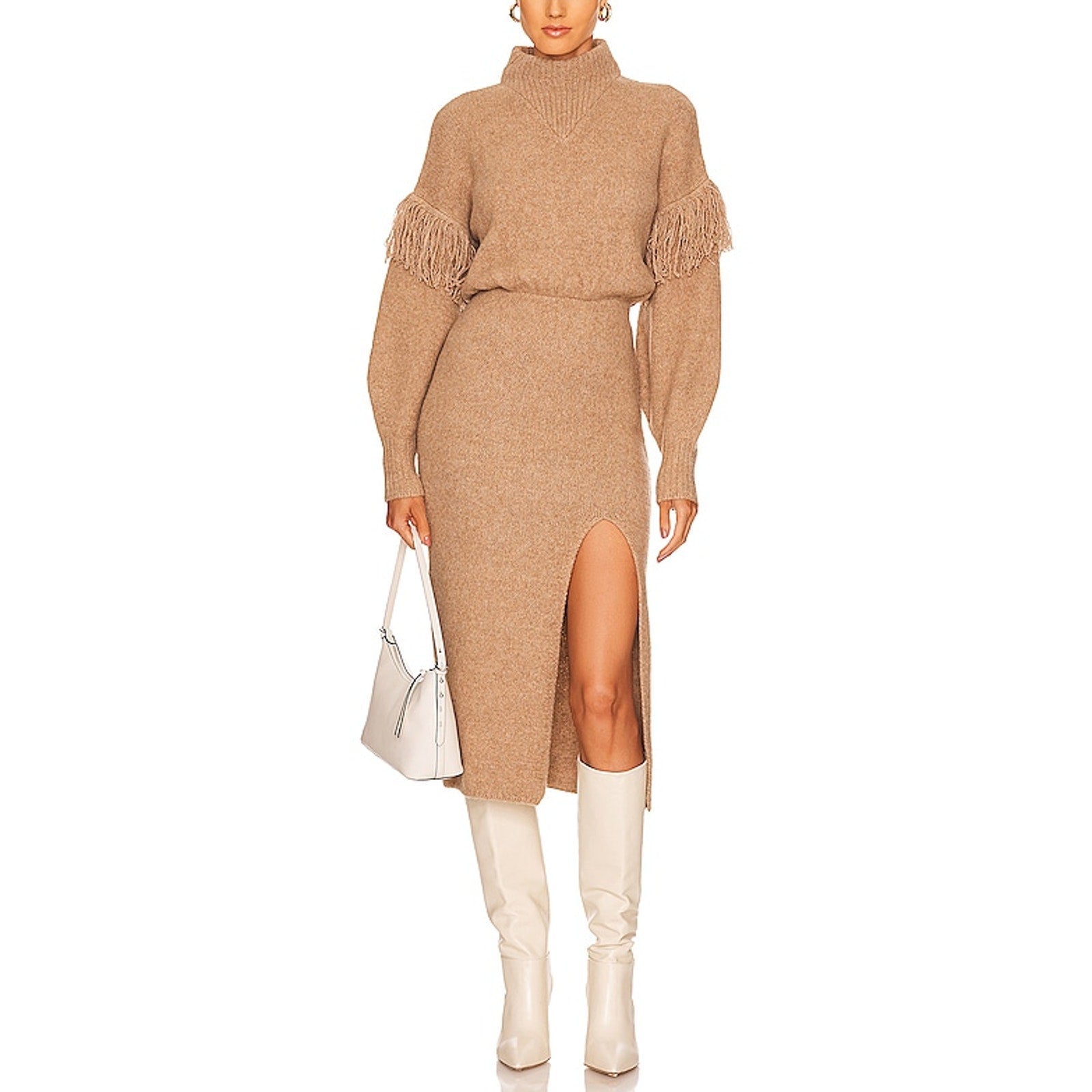 Saylor 'Angelle' Brown Acrylic Sweater Dress Size XS