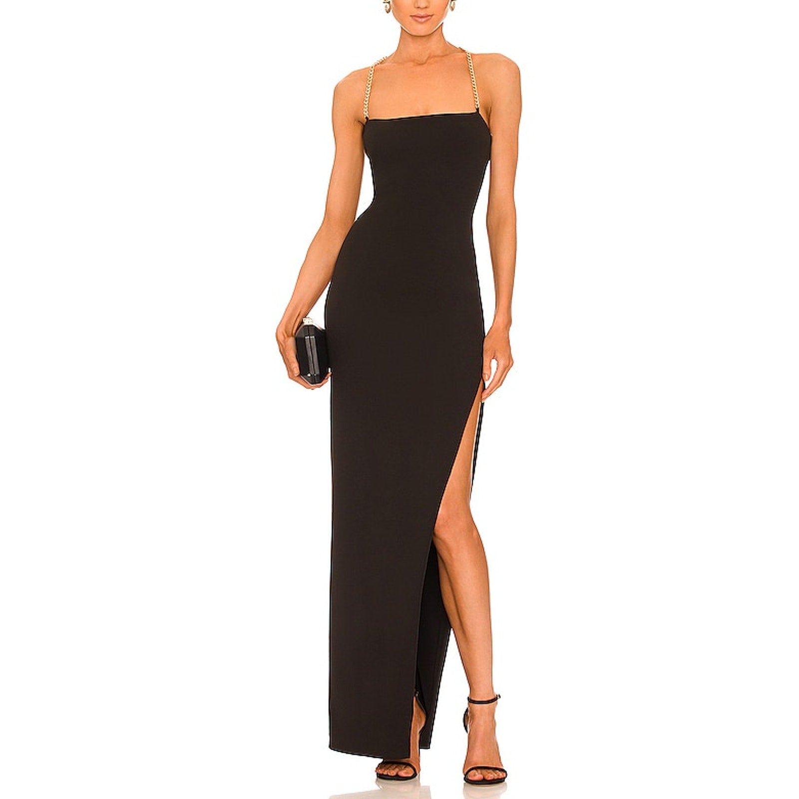 Nookie 'Estella' Black Ponte Side Slit Gown Size S