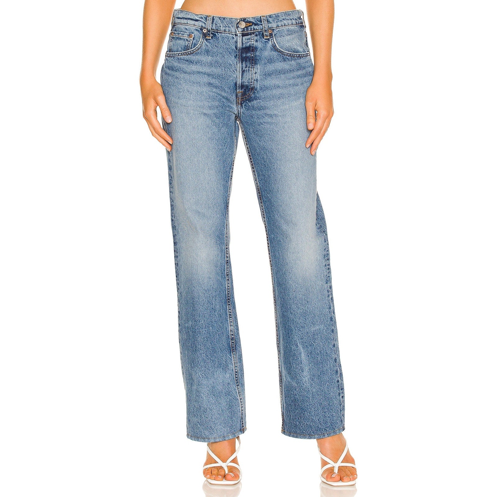 Grlfrnd 'Courtney' Blue Cotton Low Rise Boot Cut Denim Jean Size 30