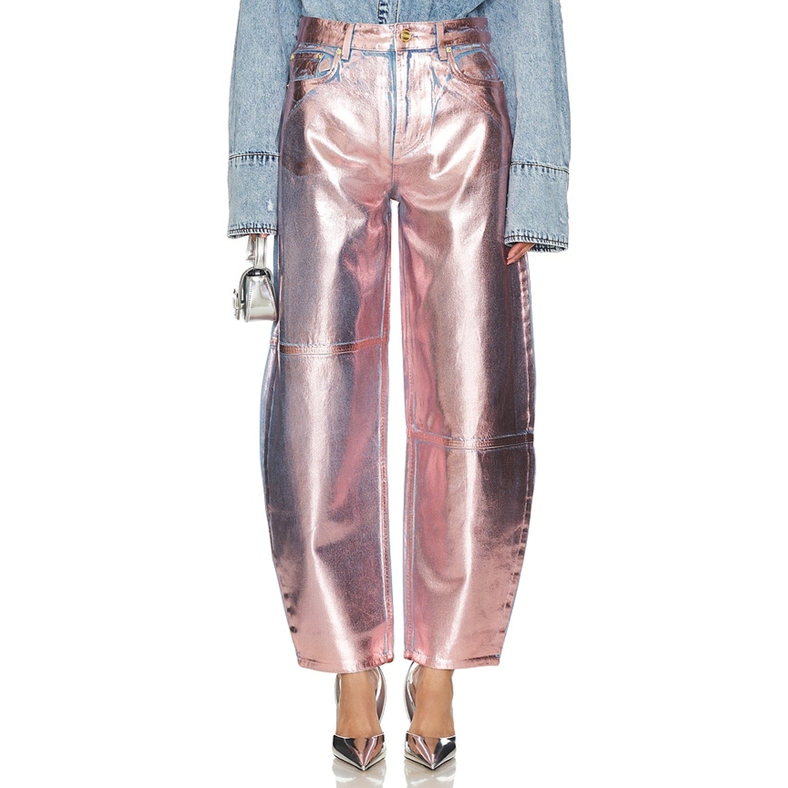 Ganni 'Foil' Pink Cotton Denim Stary Jean Size 24