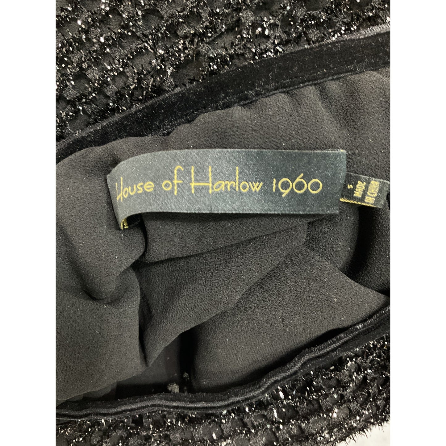 House Of Harlow 1960 'Meera' Black Baloon Sleeve Tinsel Top Size S