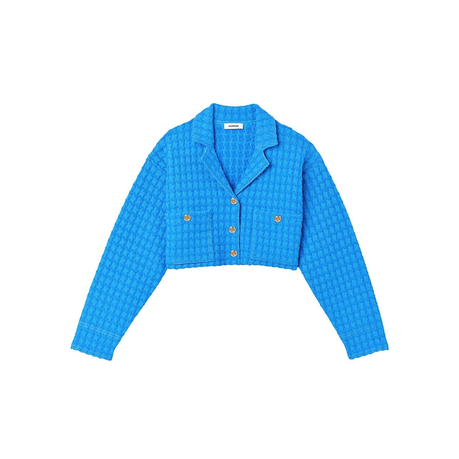 Sandro Cropped 'Tweed' Blue Coatigan Size XS