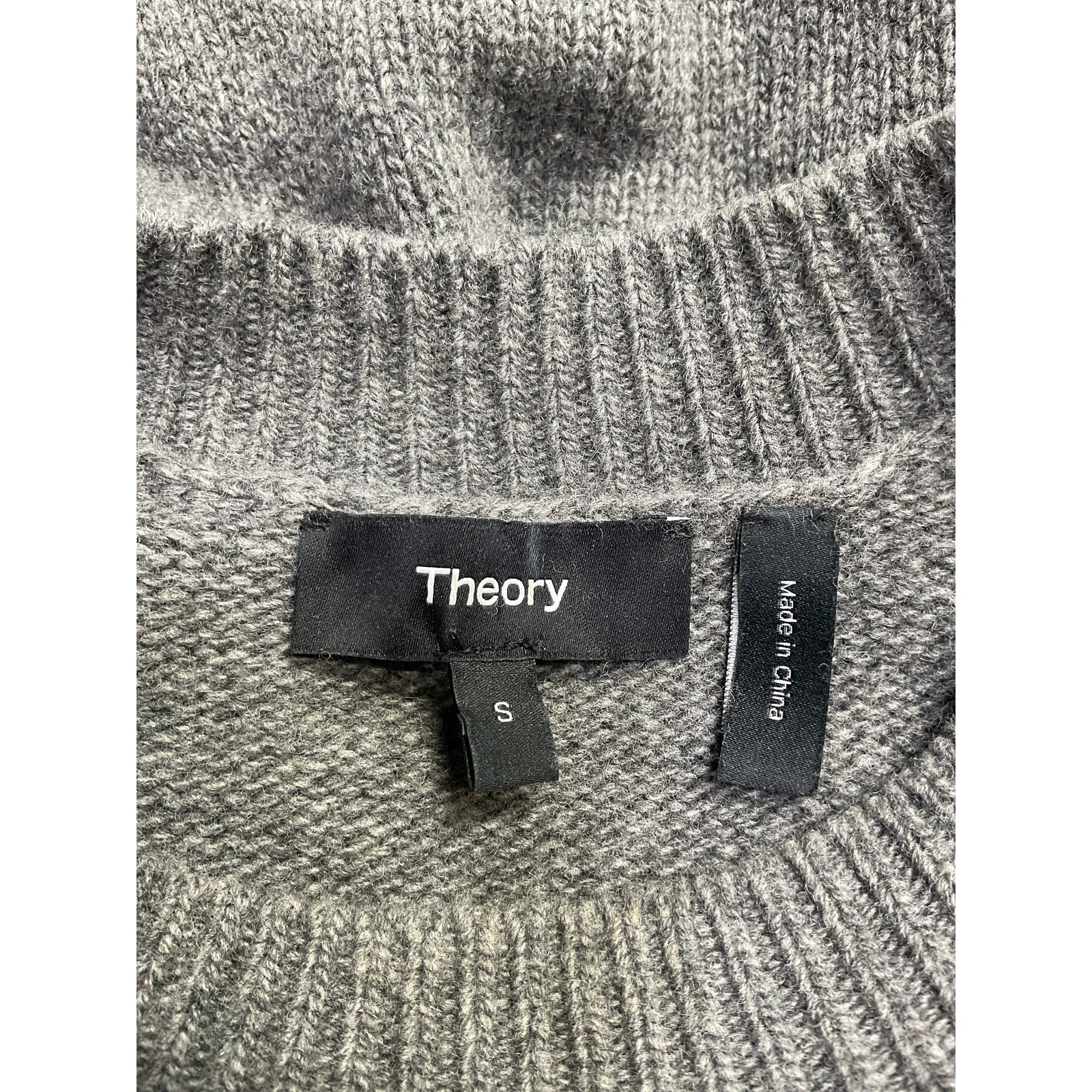Theory Button Detail Tunic Grey Wool Sweater Size S