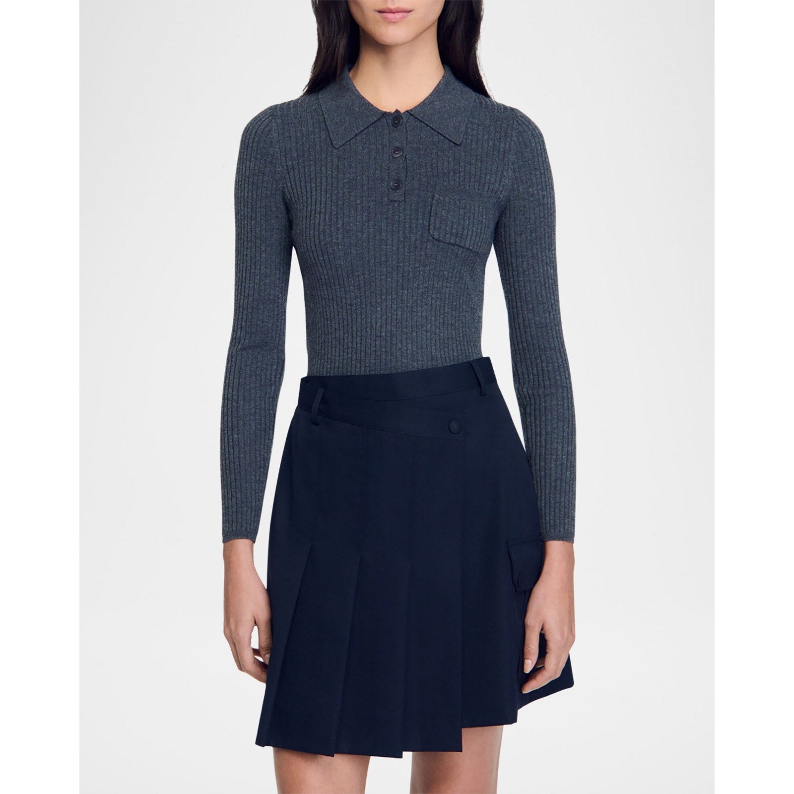 Sandro 'Harry' Gray Polo Sweater Size 0