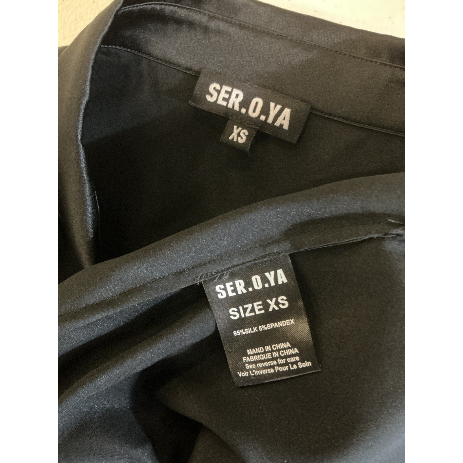 Ser.O.Ya 'Antoni' Black Silk Button Down Size XS
