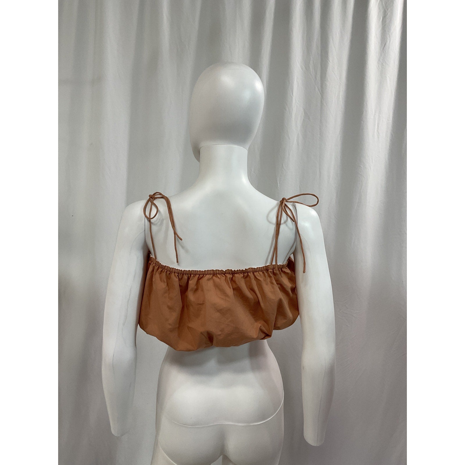 Swf 'Bandeau' Brown Cotton Poplin Crop Top Size M