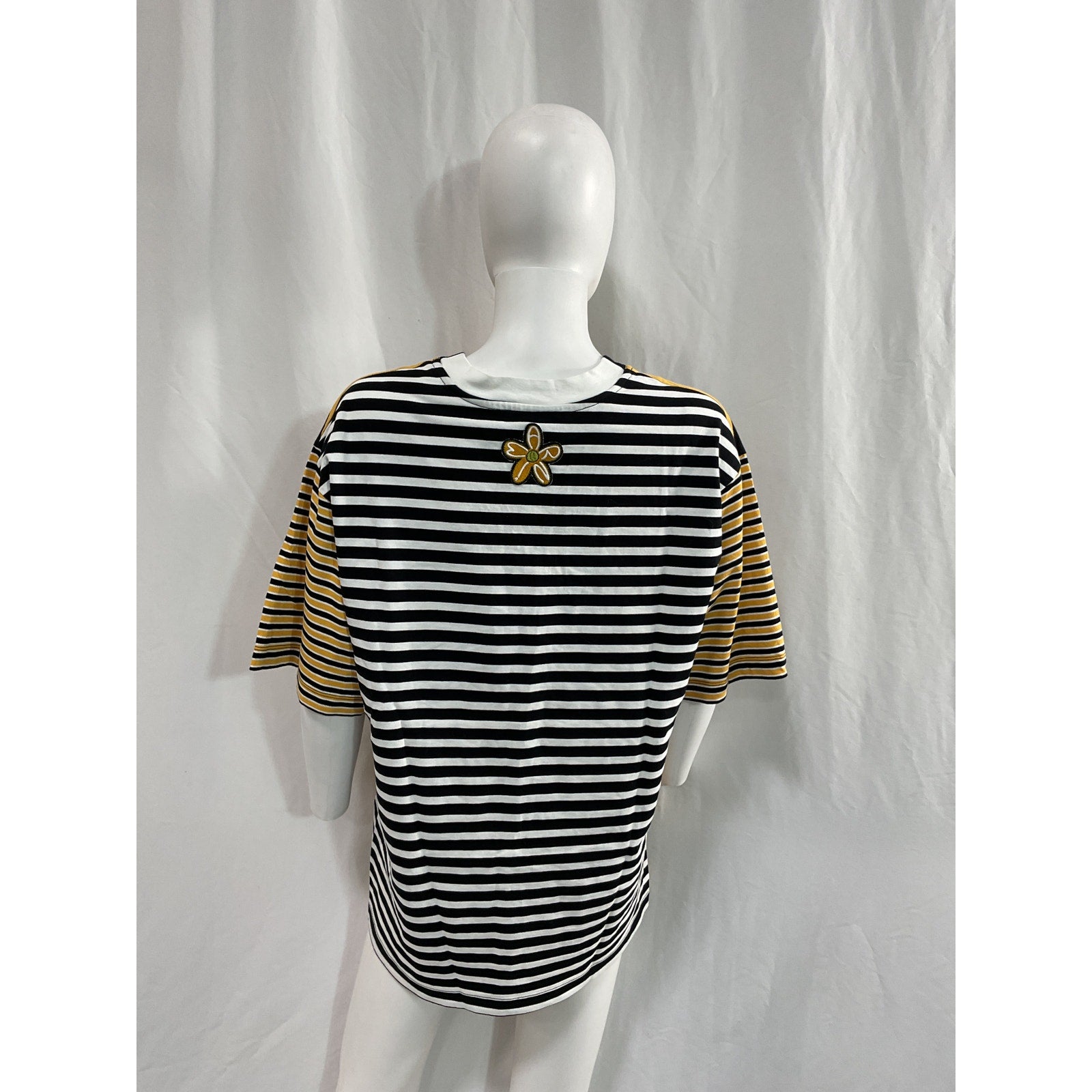 Marni Striped Yellow Cotton-Jersey Short Sleeve T-Shirt Size S