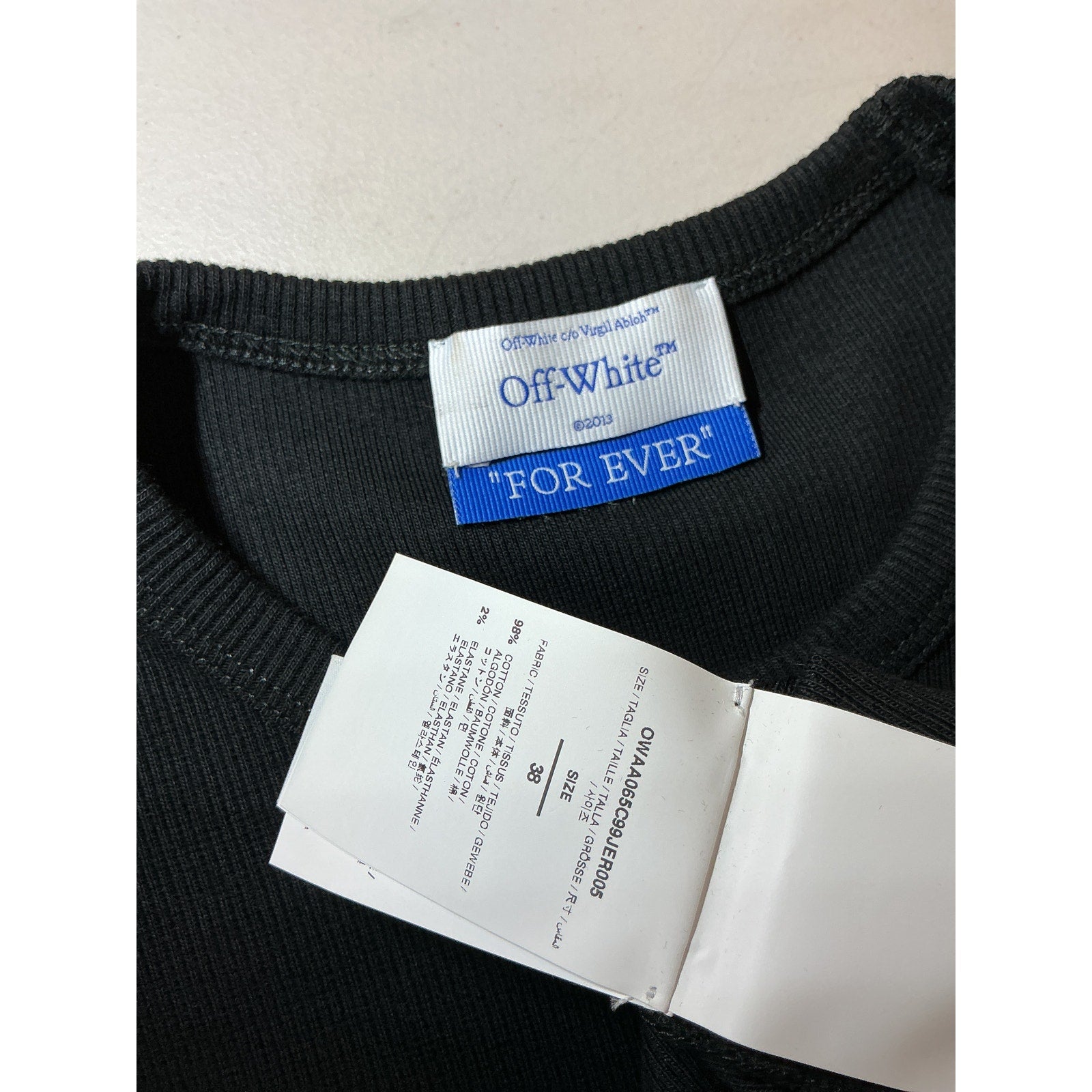 Off-White 'Off Basic' Black Ribbed Tee Size 38