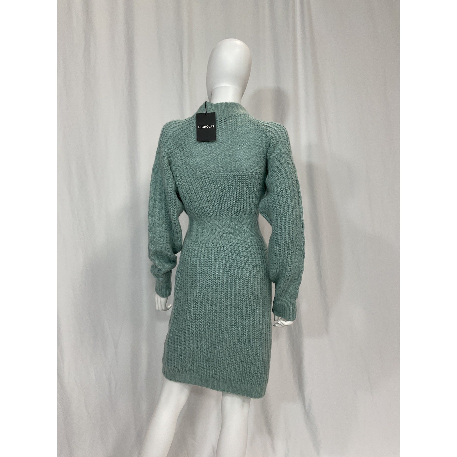 Nicholas 'Brooklyn' Green Mockneck Cable Knit Dress Size S - NWT