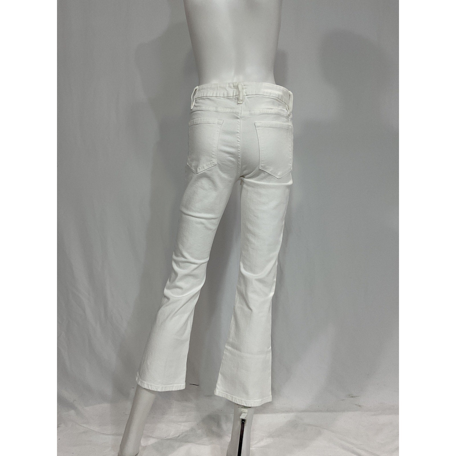 Frame 'Le Crop' White Stretch Mini Boot-Cut Denim Jeans Size 28
