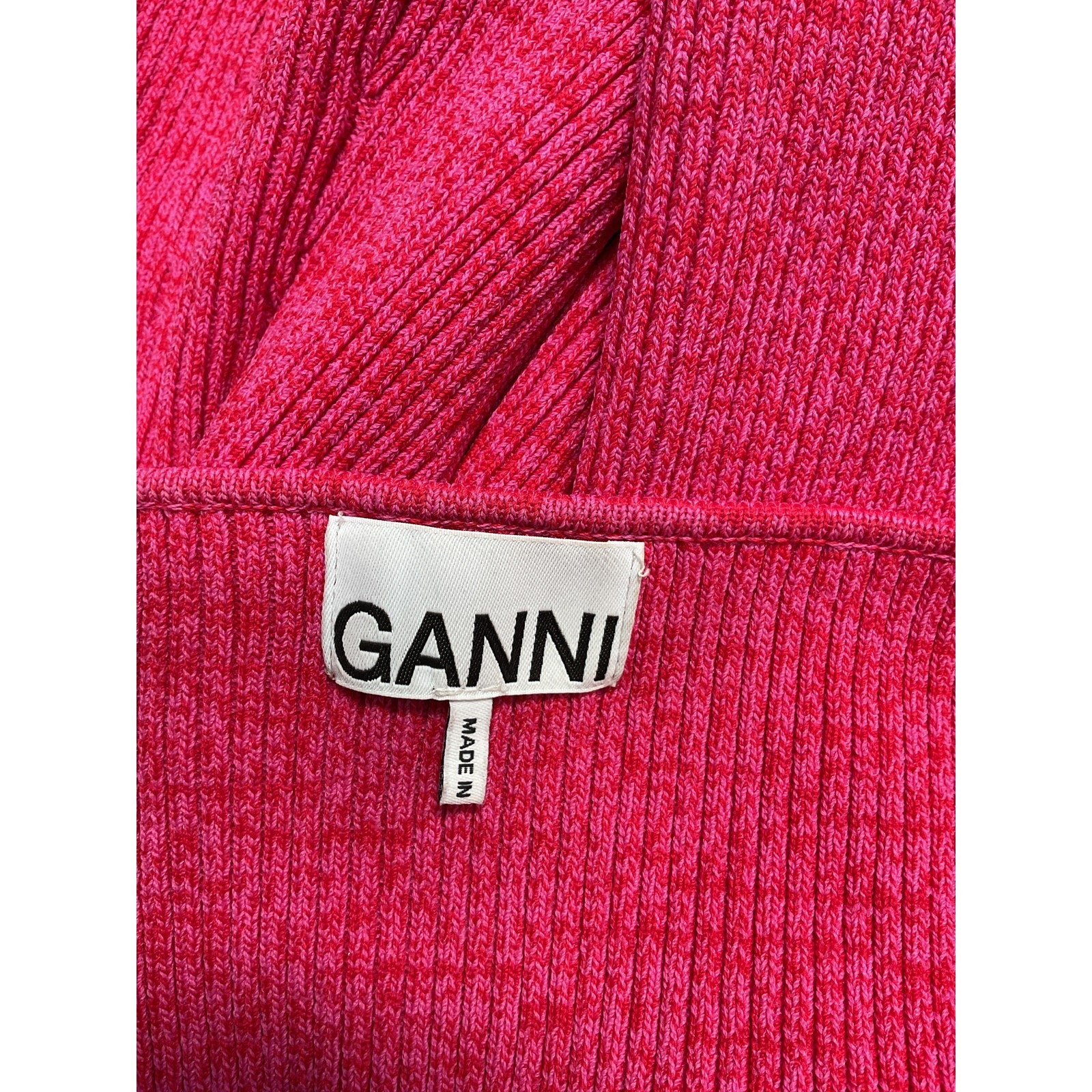 Ganni 'M�lange' Pink Knit Long Sleeve Midi Dress Size M