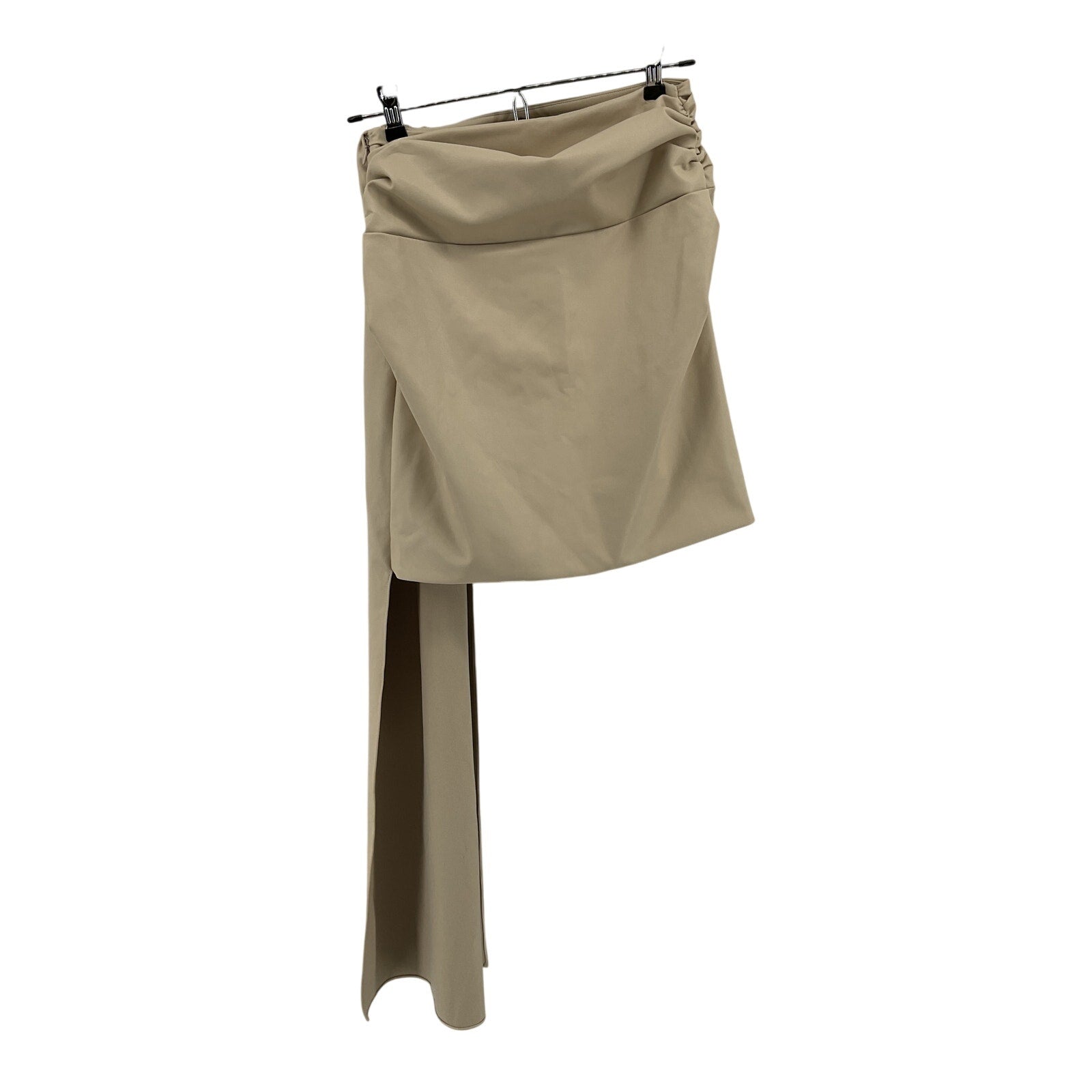 Lapointe Stretch Tan Polyurethane Faux Leather Drape Mini Skirt Size 0