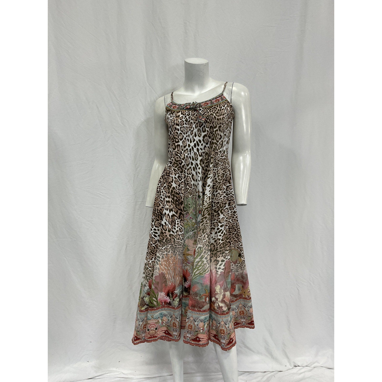 Camilla Little Girl'S & Tie Brown Cotton Front Maxi Dress Size 14