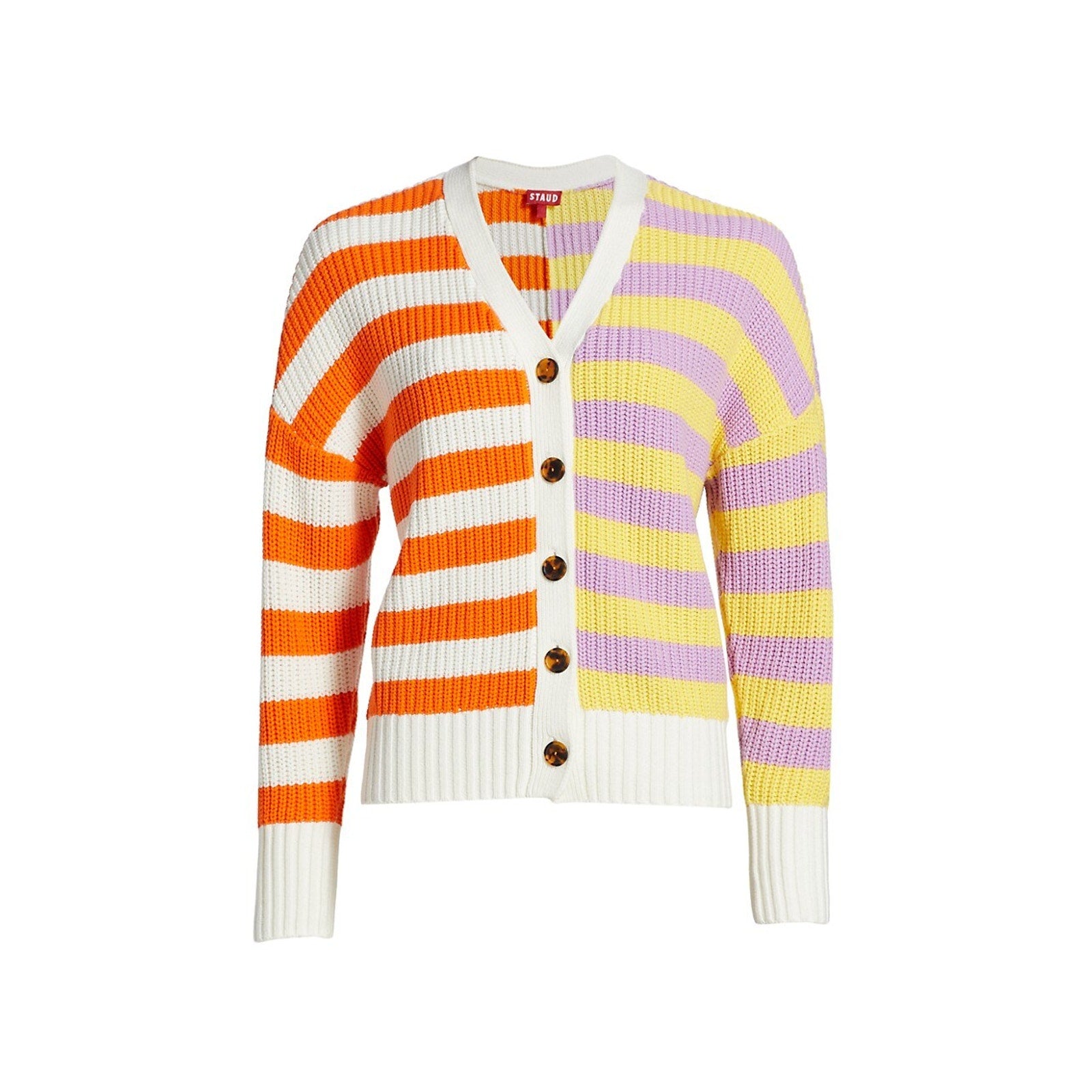 Staud 'Essex' Orange Colorblock Striped Cardigan Size XS
